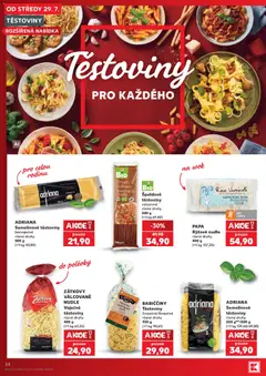 Náhled letáku ADRIANA Semolinové těstoviny, Semolinové těstoviny bezvaječné různé druhy 500 g od 29.07.2026 | Strana: 34 | Produkty: Těstoviny, Rýžové nudle, Nudle, Těstoviny Adriana