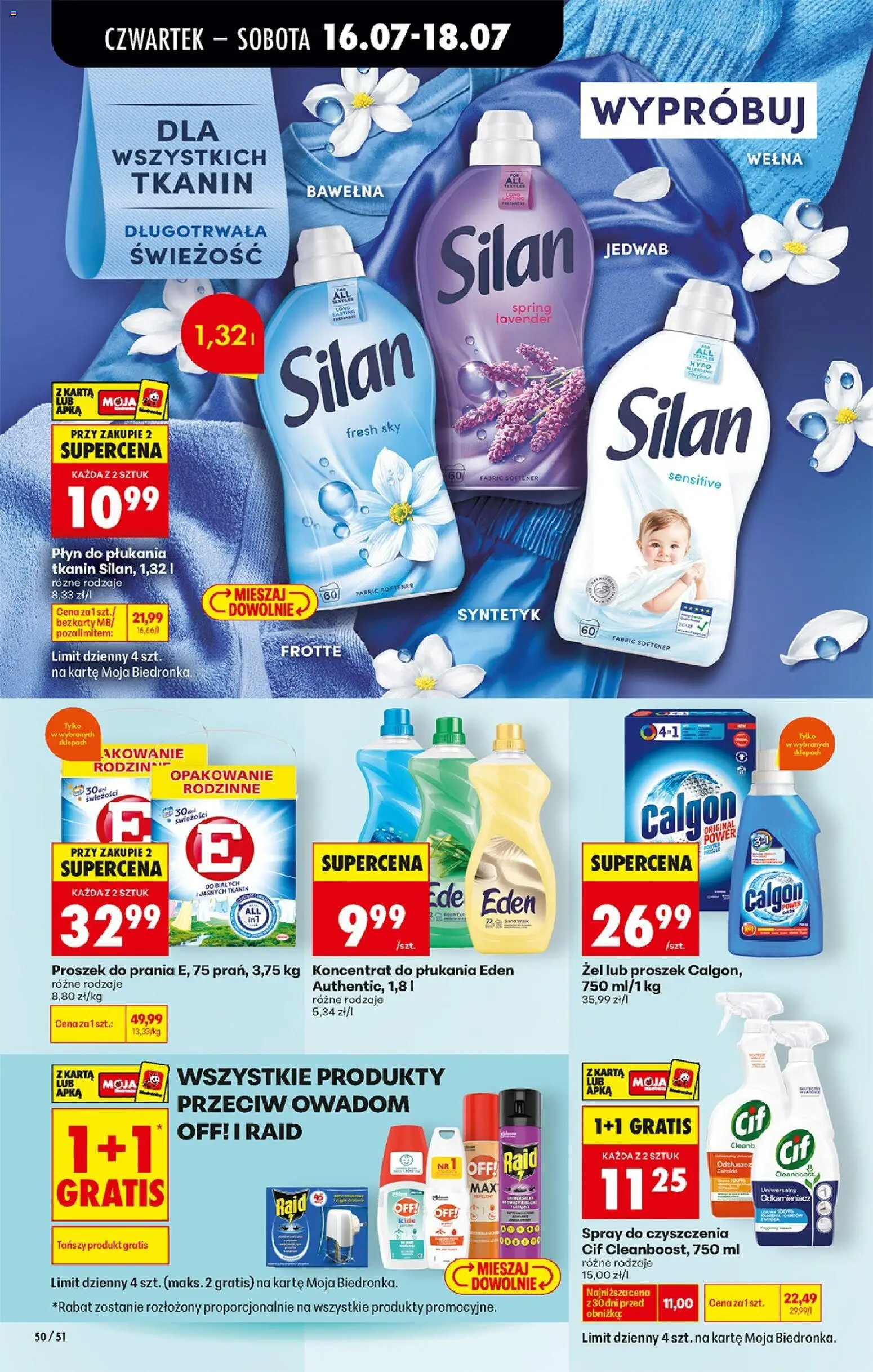 Biedronka Polsko leták - Codziennie niskie ceny od 16.07.2026 | Strana: 68 | Produkty: Cif, Calgon, Raid, Karty