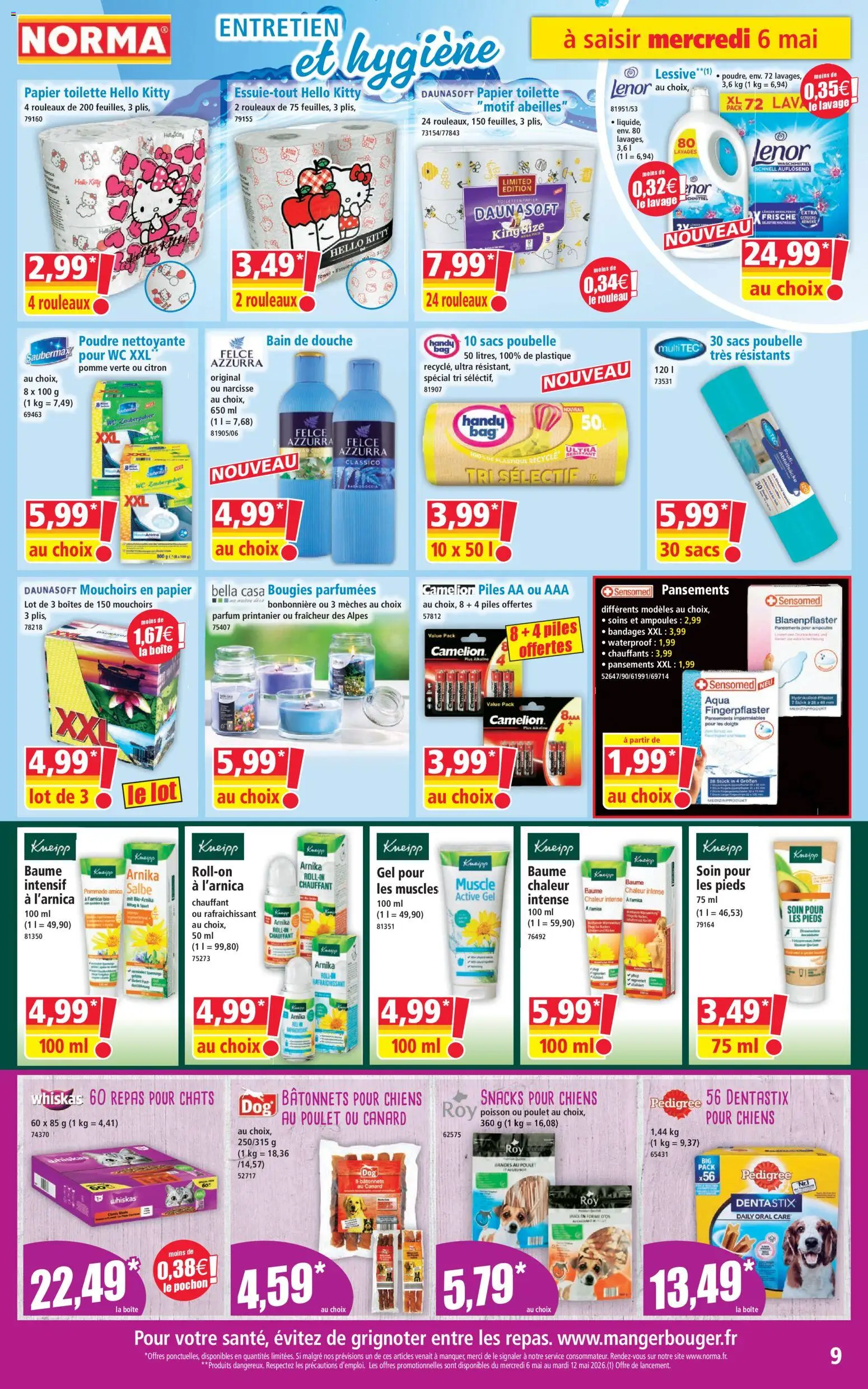 {H1} | Page: 9 | Produits: Citron, Papier toilette, Lenor, Mouchoirs