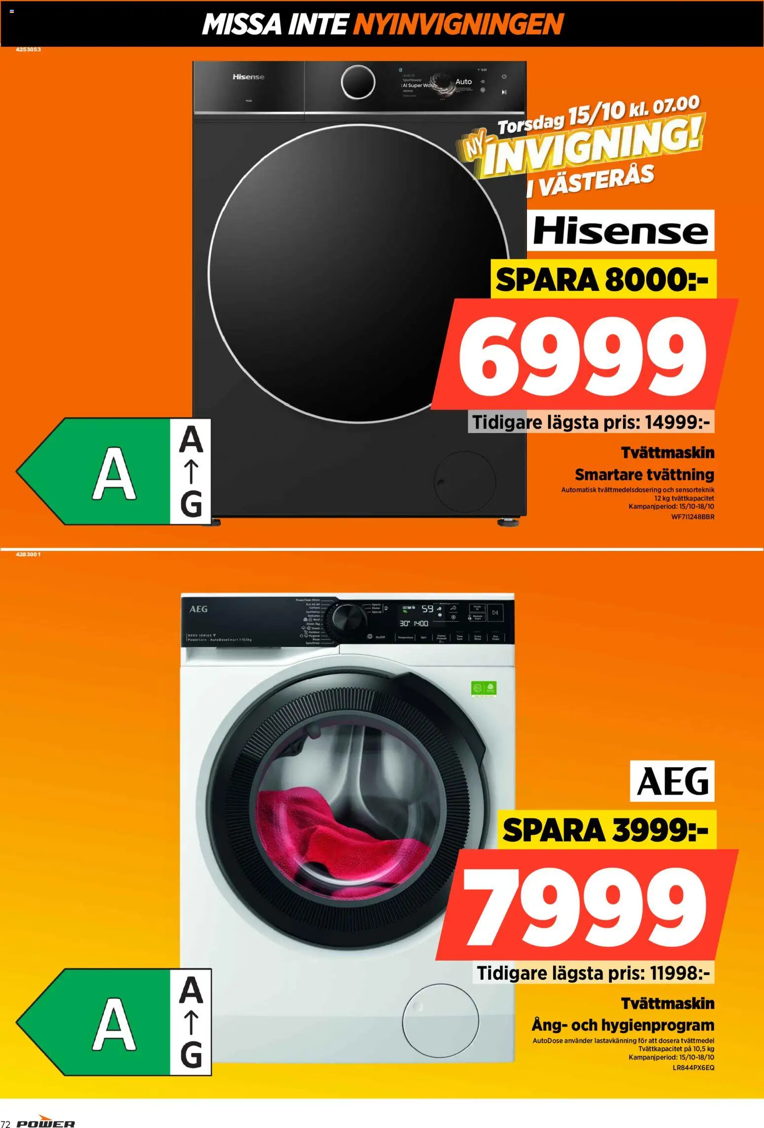 Power reklamblad aktuell från 15/10/2026 | Sida: 72 | Produkter: Tvättmedel, Tvättmaskin