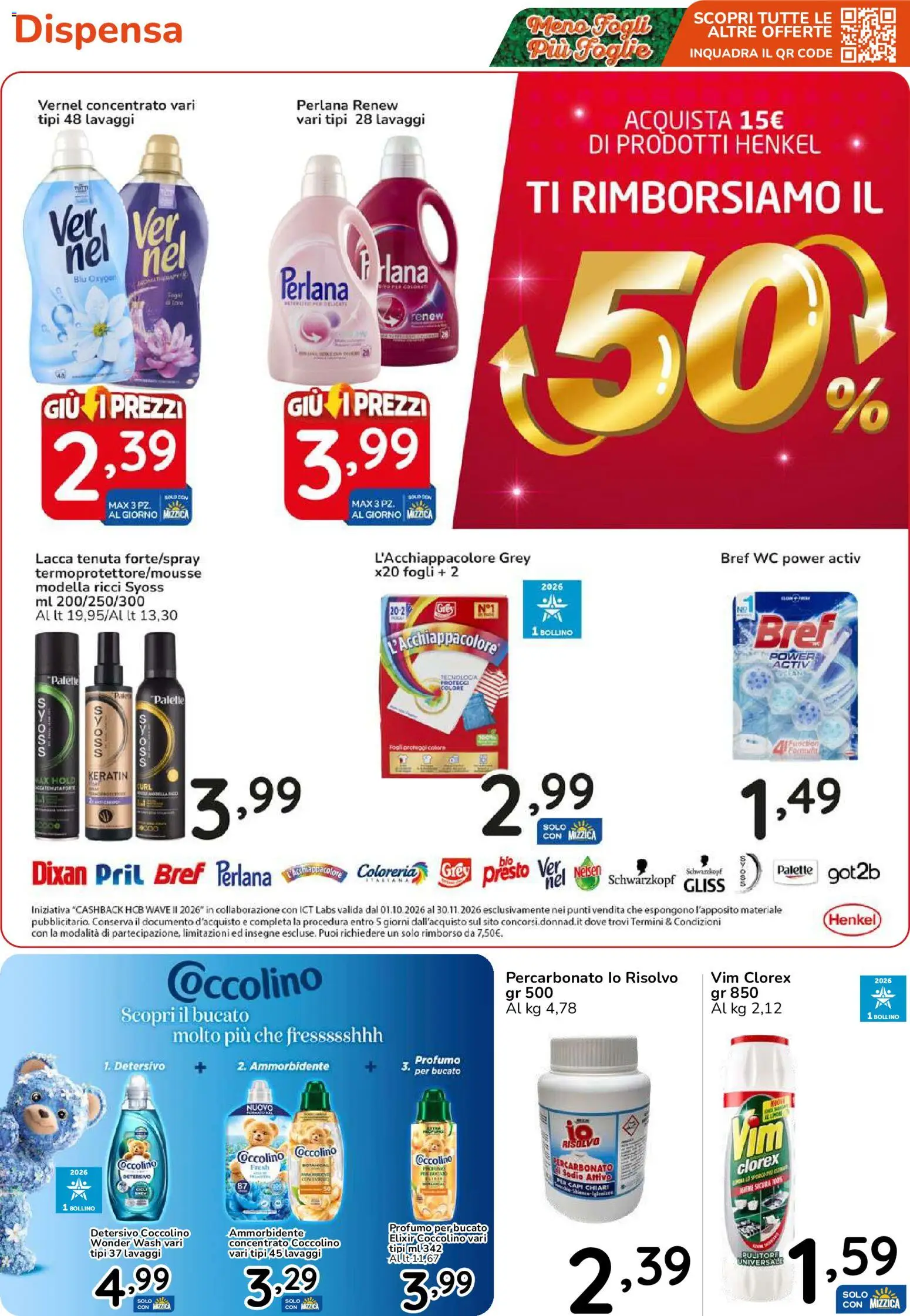 Volantino Famila del 15/10/2026 | Pagina: 45 | Prodotti: Lacca, Ammorbidente, WC, Profumo