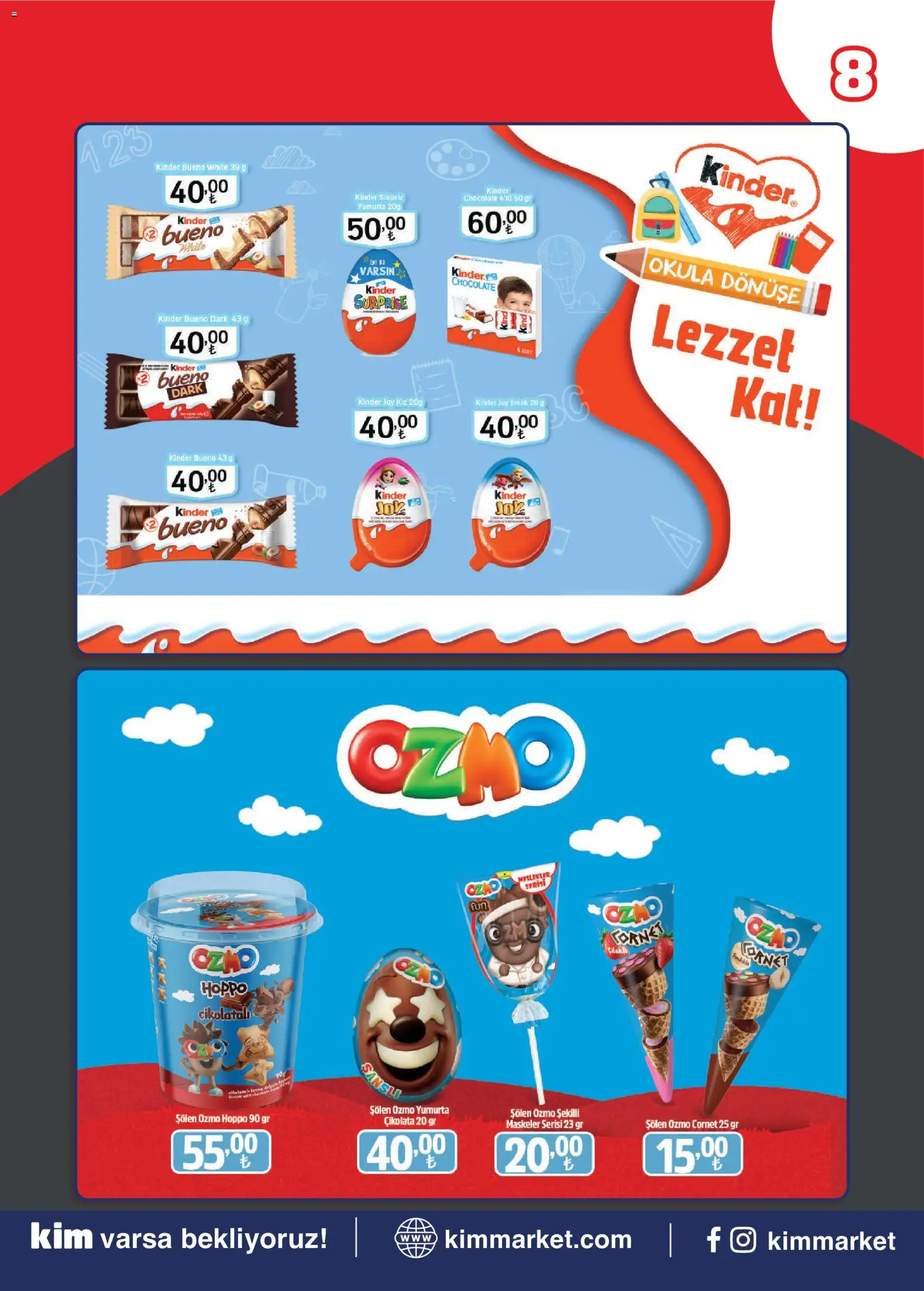 Kim Market Okula hazırlık - 05 Eylül 2026 tarihinden itibaren geçerlidir | Sayfa: 8 | Ürünler: Yumurta, Çikolata
