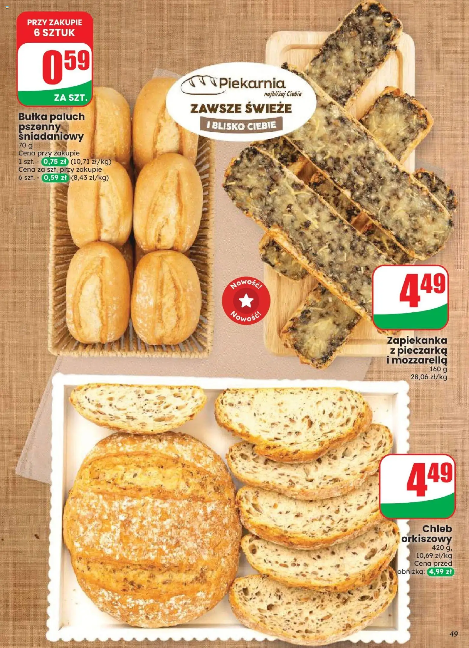 Dino gazetka od 12.08.2026 | Strona: 49 | Produkty: Zapiekanka, Piekarnia, Bułka, Mozzarella