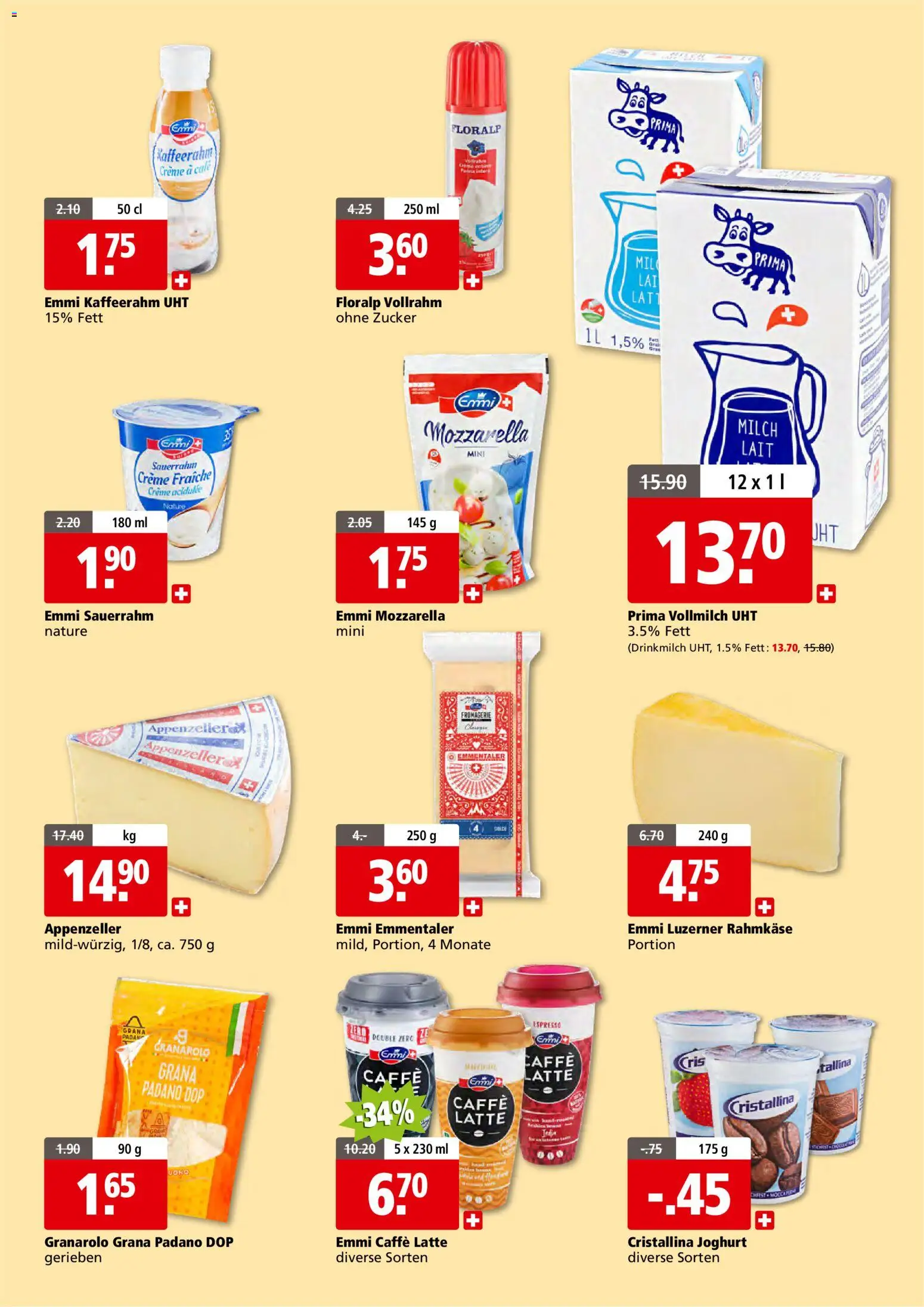 Aligro aktionen 2000 Schlieren, Gossau SG, Frauenfeld, Rapperswil-Jona, Sargans, Bern – gültig ab 04.05.2026 | Seite: 7 | Produkte: Milch, Joghurt, Zucker, Creme