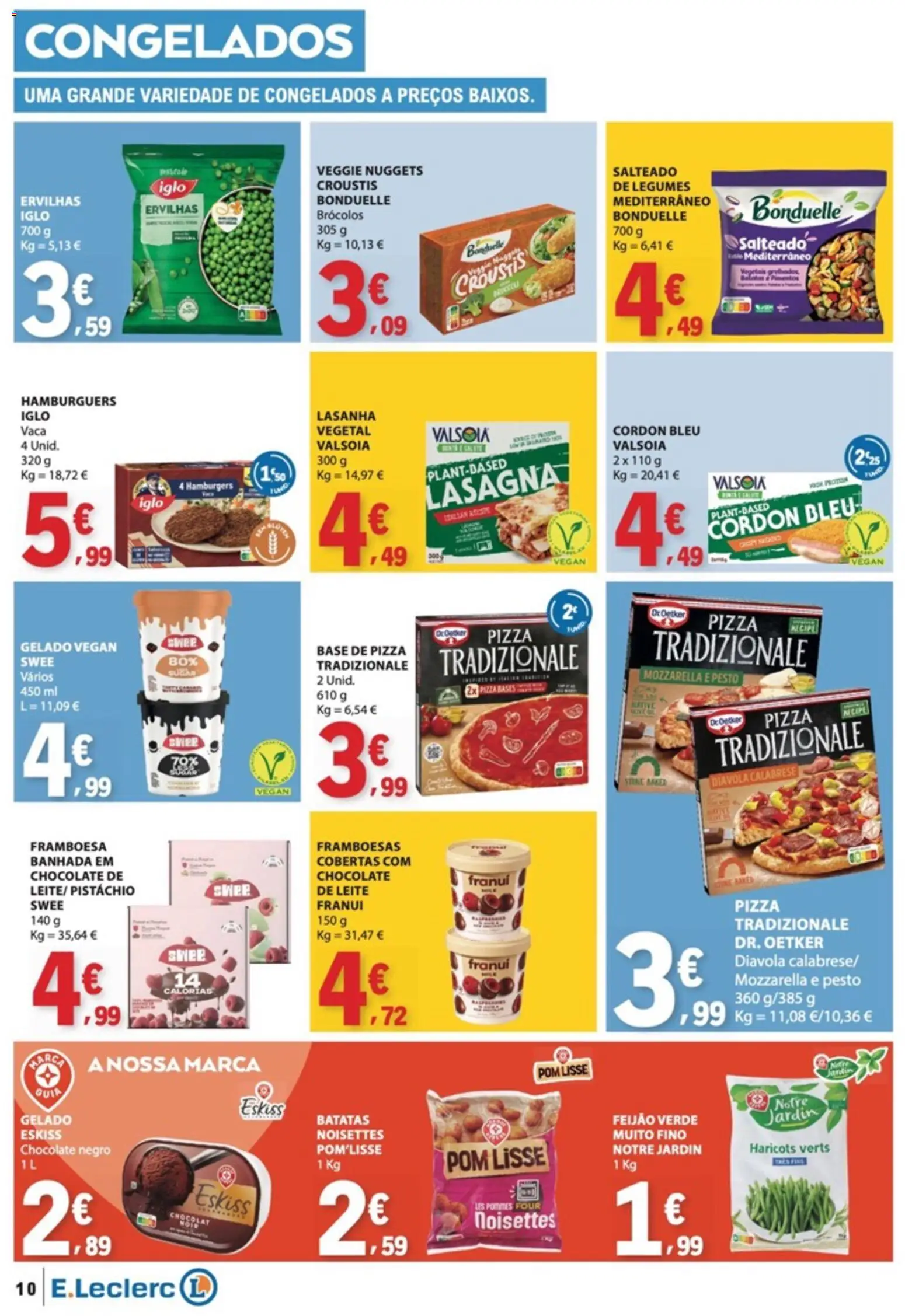 E.Leclerc folheto │ válido de 13/08/2026 | Página: 10 | Produtos: Lasanha, Legumes, Base, Leite