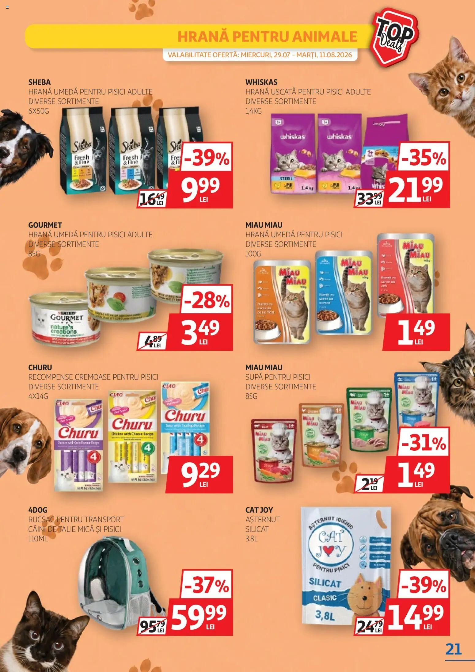 Noul catalog Auchan – valabil de la 29.07.2026 | Pagină: 21 | Produse: Whiskas, Rucsac