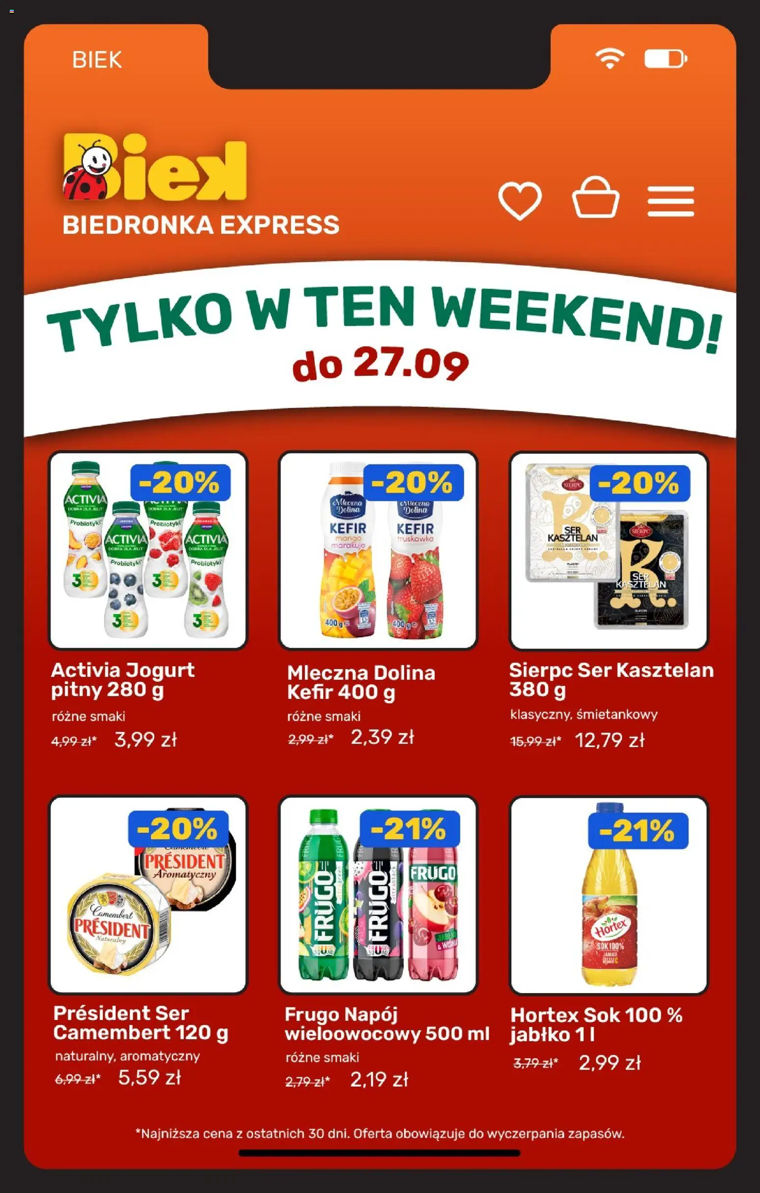 Biedronka gazetka - Biek od 26.09.2026 | Strona: 19 | Produkty: Jogurt pitny, Camembert, Ser, Probiotyki