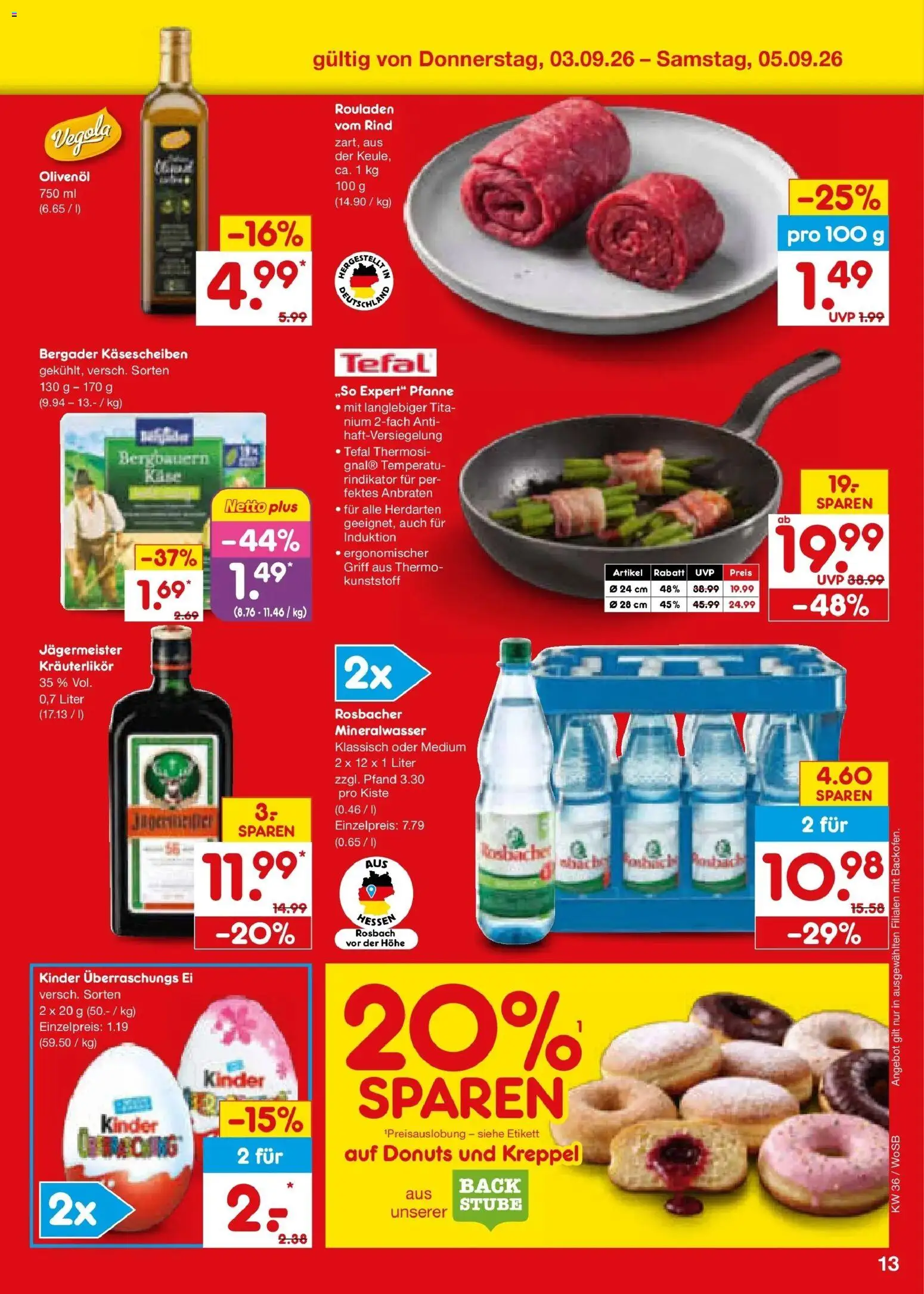 Netto Marken-Discount Prospekt Mannheim (ab 31.08.2026) » Angebote | Seite: 45 | Produkte: Olivenol, Mineralwasser, Donuts, Jägermeister