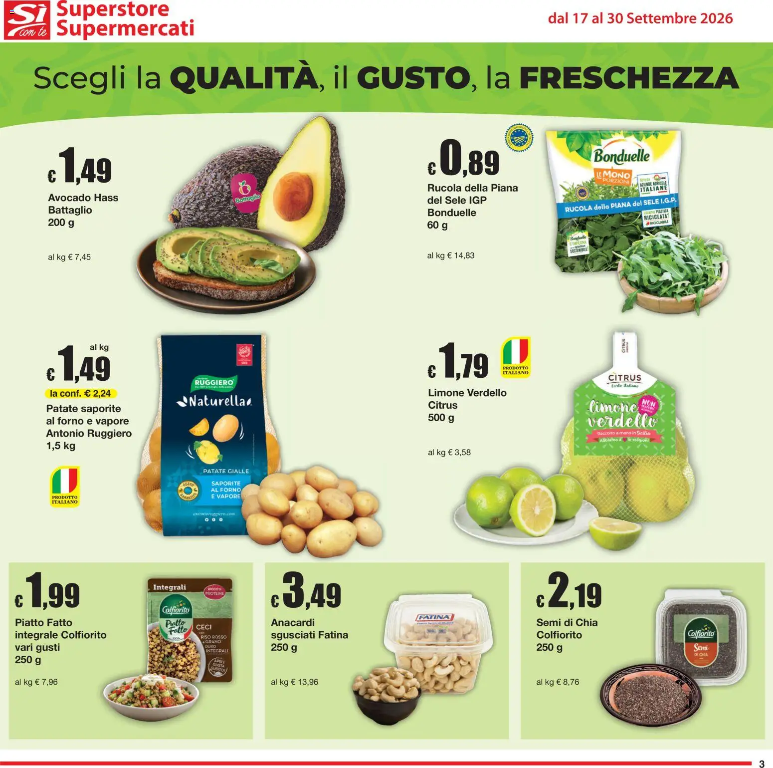Volantino Sì con Te del 17/09/2026 | Pagina: 3 | Prodotti: Riso, Rucola, Anacardi, Forno