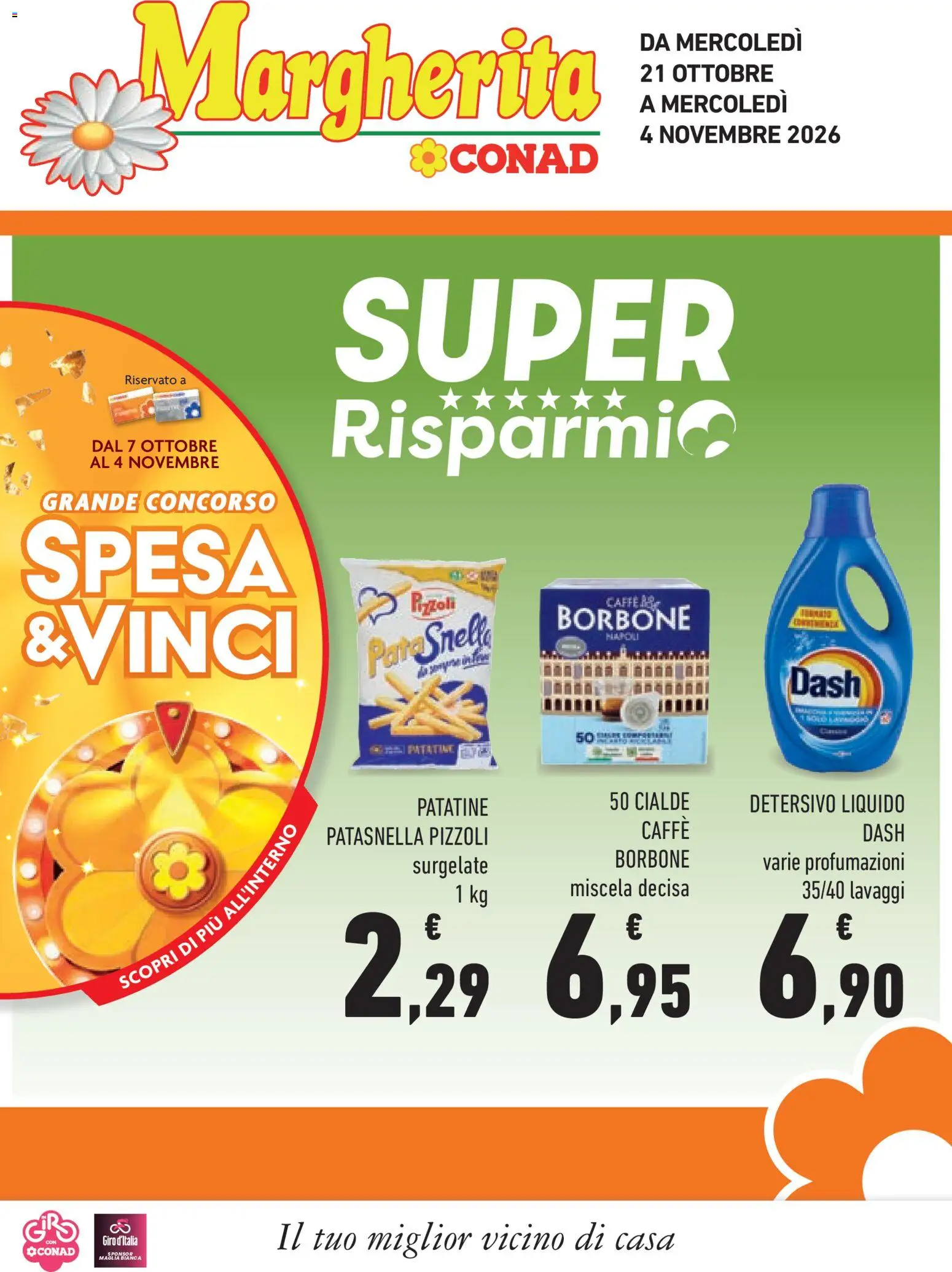 Volantino Conad del 21/10/2026 | Pagina: 1 | Prodotti: Caffè, Patatine, Cialde, Borbone