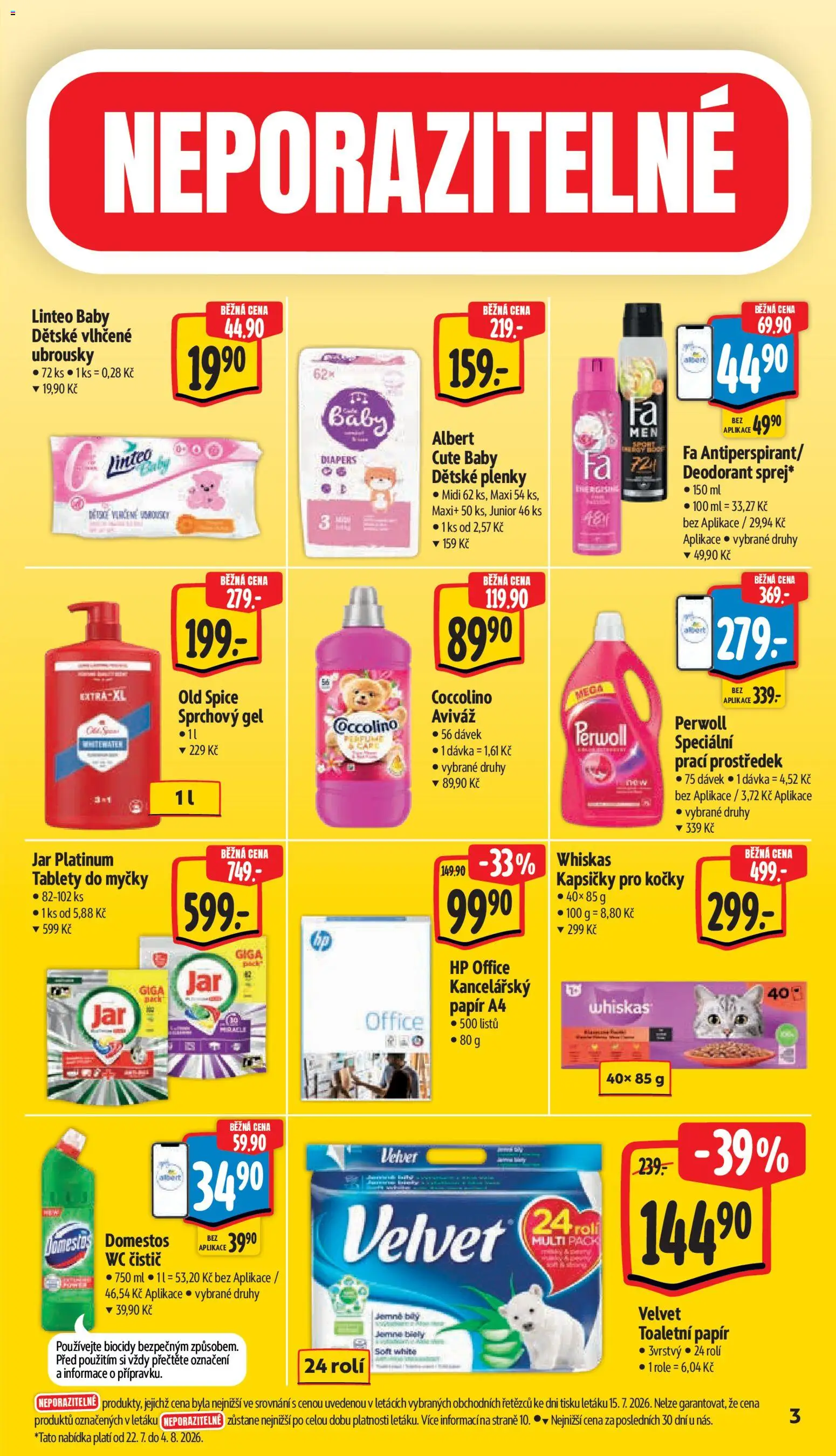 Albert leták - Hypermarket od 22.07.2026 | Strana: 7 | Produkty: Prací prostředek, Papír A4, Wc, Kapsičky