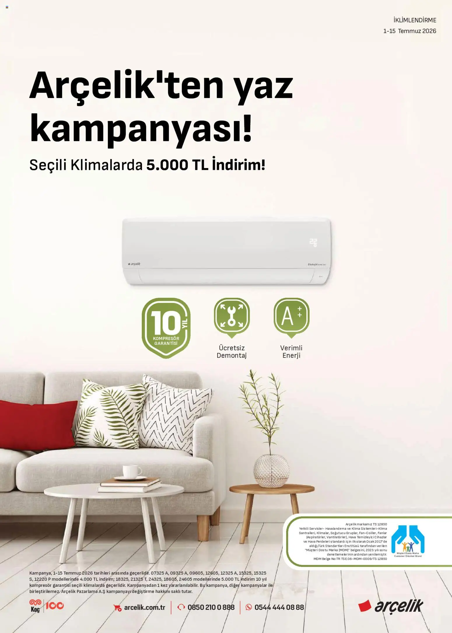 Arçelik - İklimlendirme Kataloğu - 01 Temmuz 2026 tarihinden itibaren geçerlidir | Sayfa: 2 | Ürünler: Perde, Ocak, Klima, Hava temizleyici