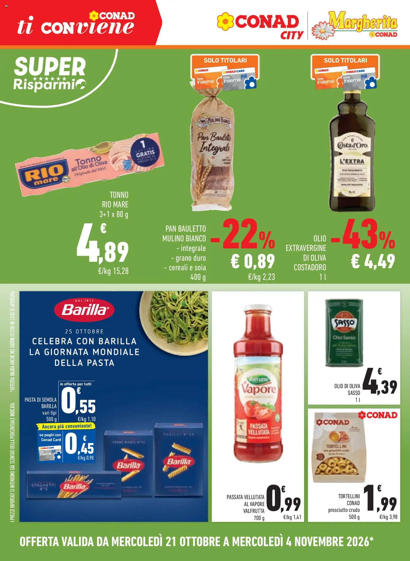 Volantino Conad del 21/10/2026 | Pagina: 14 | Prodotti: Cereali, Olio, Pasta, Olio di Oliva