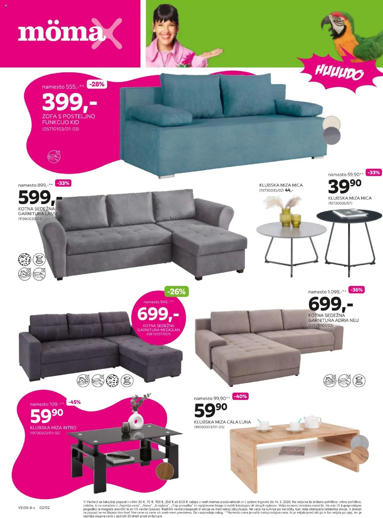 Novi Mömax katalog ponudbe – veljaven od 15.06.2026 | Stran: 2 | Izdelki: Klubska miza, Sedezna garnitura, Miza