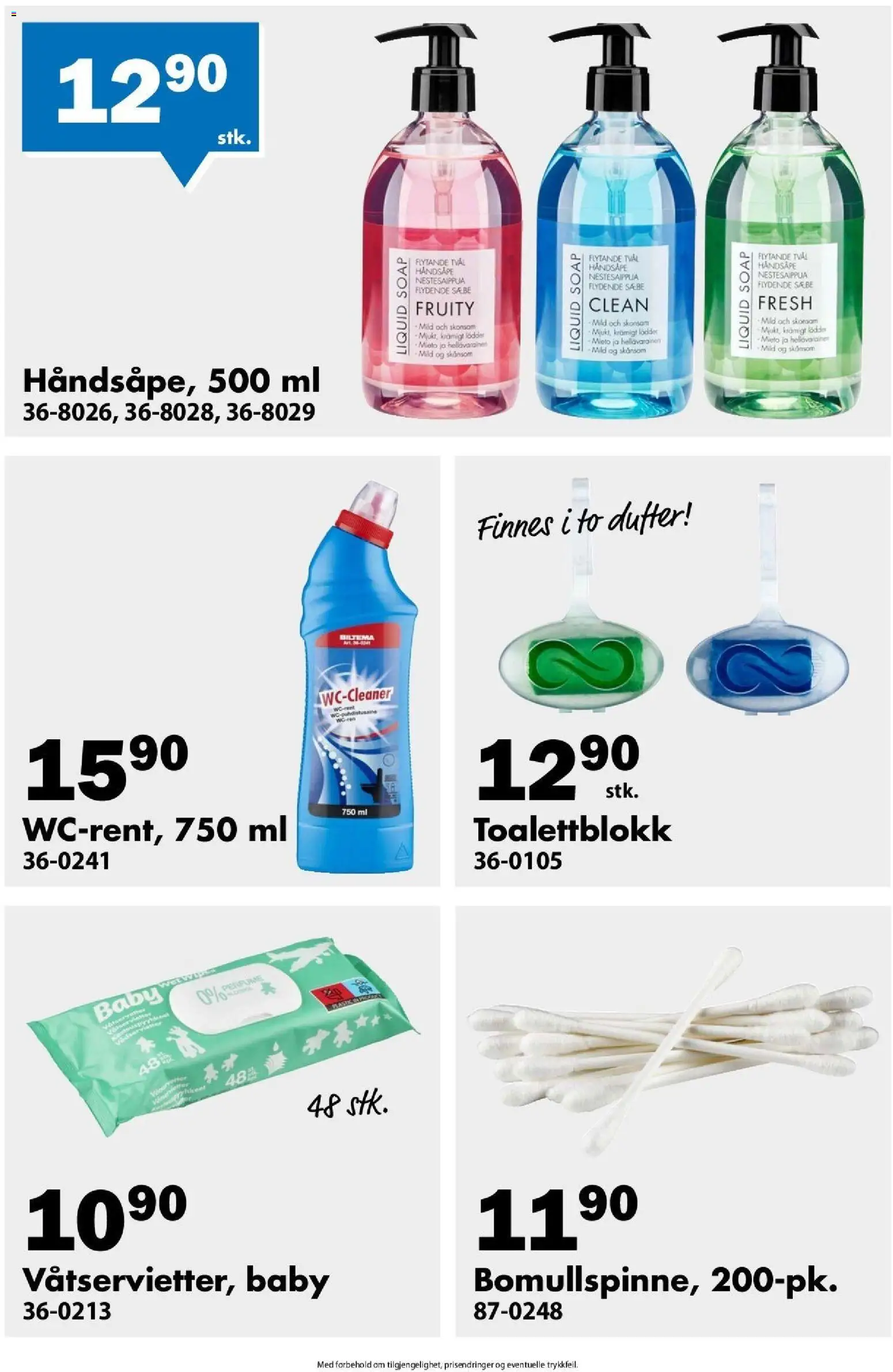 {H1} | Side: 4 | Produkter: Toalettblokk, Håndsåpe