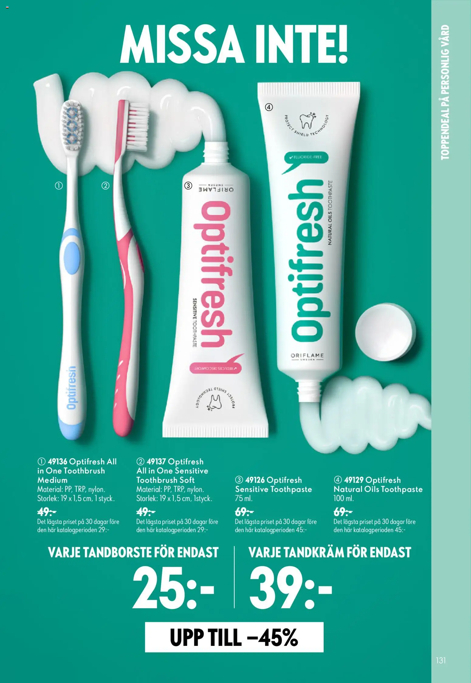 Oriflame reklamblad aktuell från 26/08/2026 | Sida: 131 | Produkter: Tandkräm, Tandborste