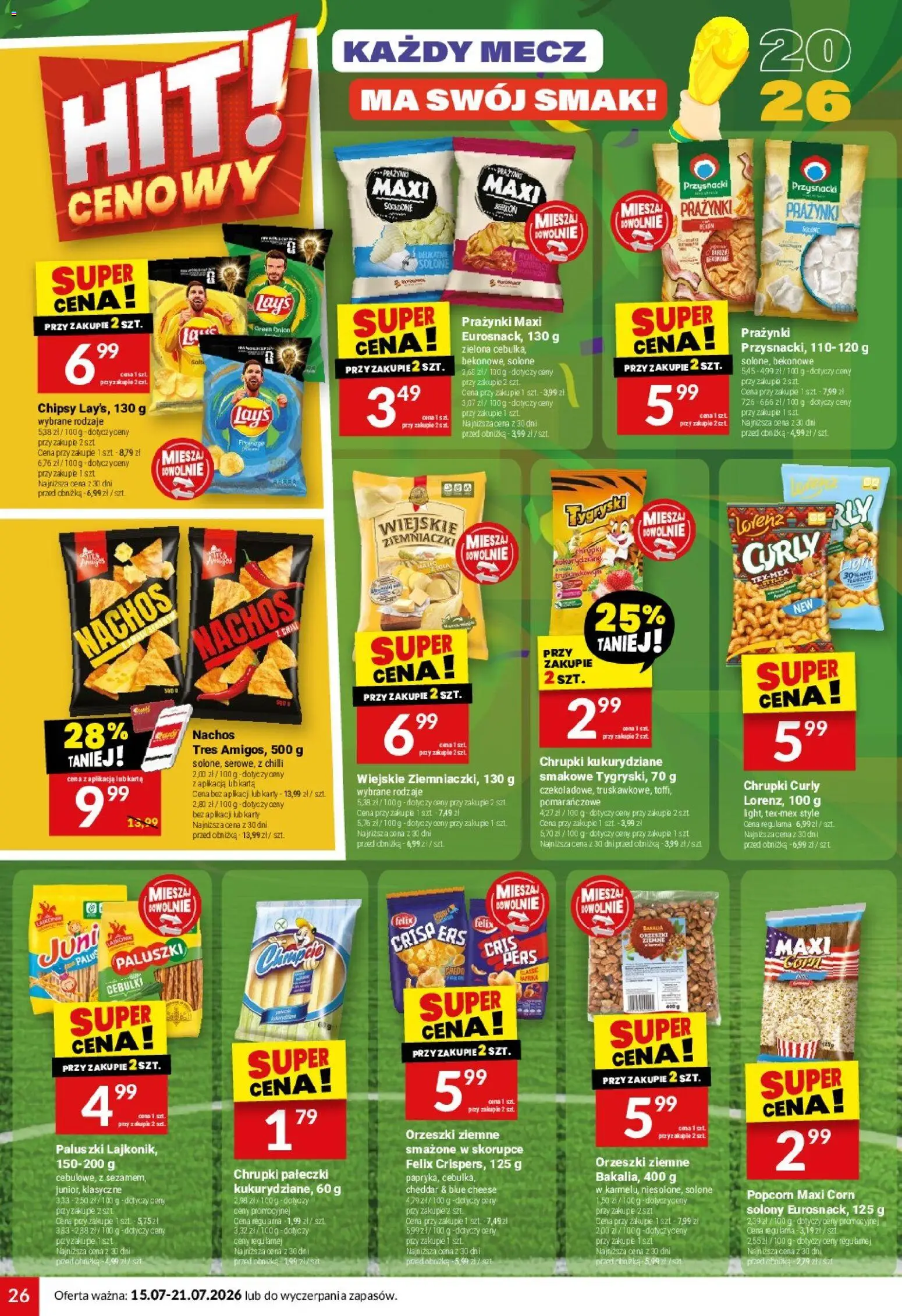Twój Market gazetka od 15.07.2026 | Strona: 26 | Produkty: Karta, Paluszki, Orzeszki ziemne, Cheddar