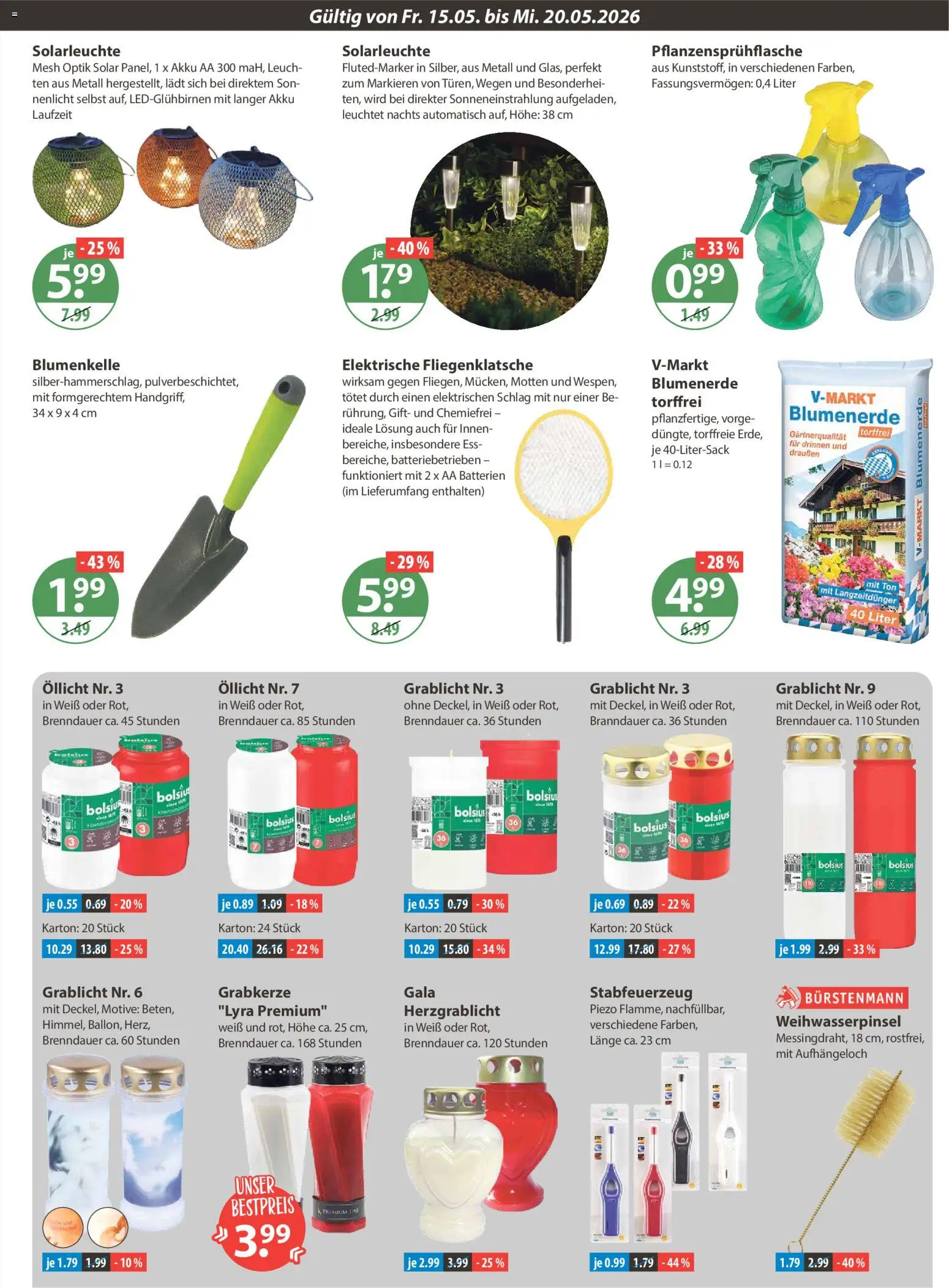 V-Markt Schwaben / Oberbayern – gültig ab 15.05.2026 | Seite: 17 | Produkte: Batterien, Blumenerde, Solarleuchte