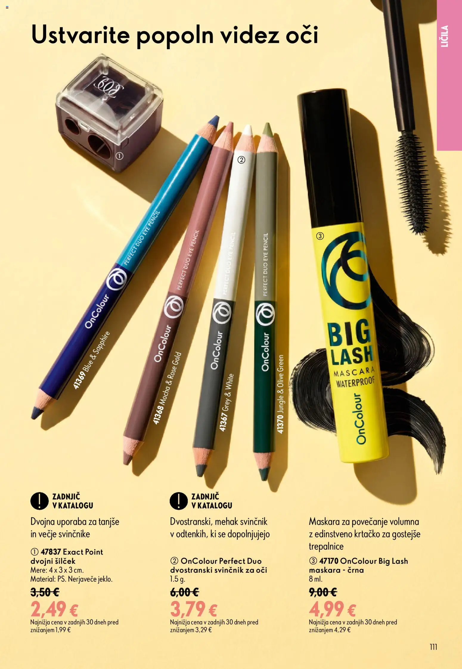 Novi Oriflame katalog ponudbe – veljaven od 16.09.2026 | Stran: 111 | Izdelki: Silcek, Licila, Maskara, Svinčnik