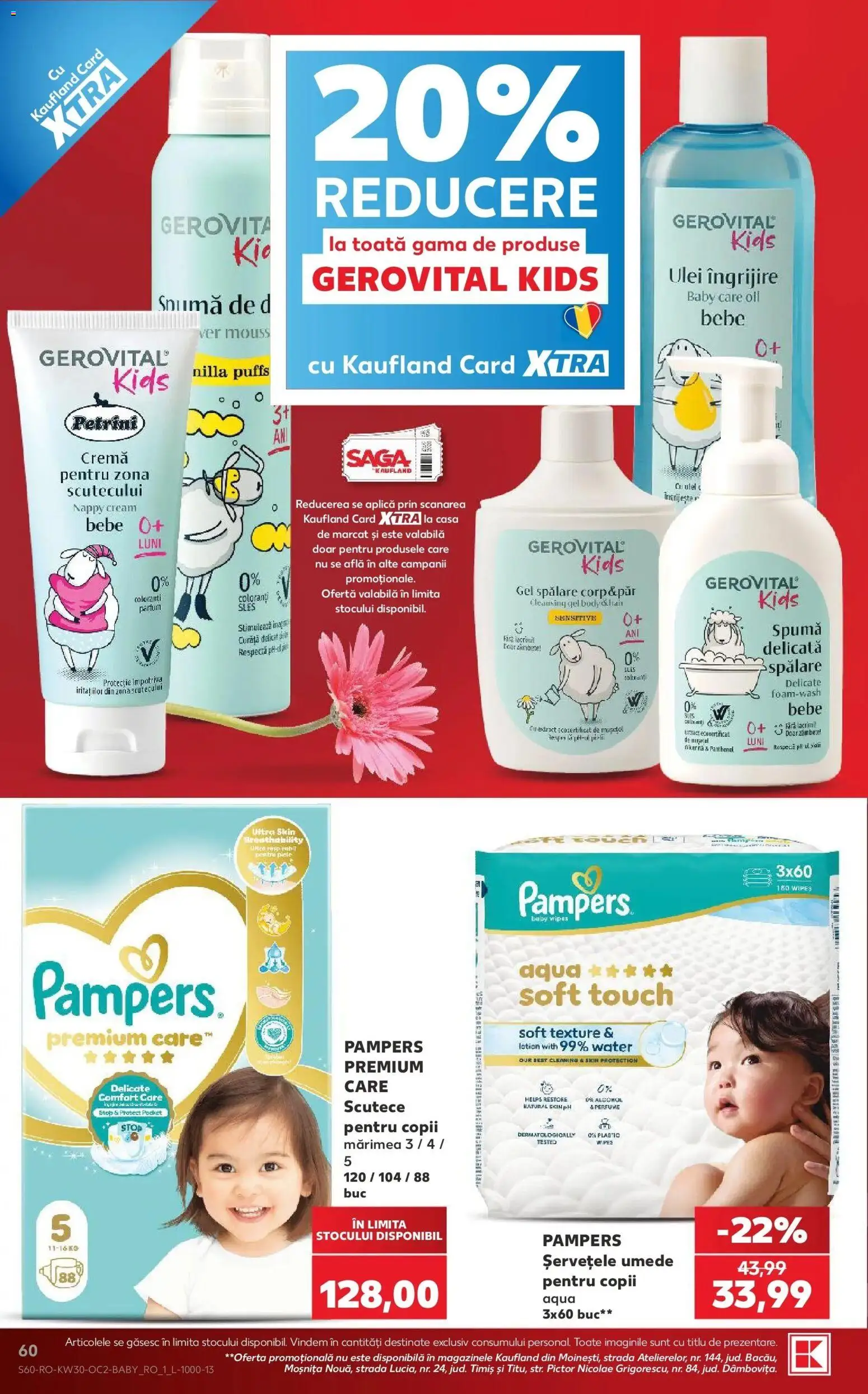 Noul catalog Kaufland – valabil de la 22.07.2026 | Pagină: 60 | Produse: Pampers, Cremă, Ulei, Șervețele umede