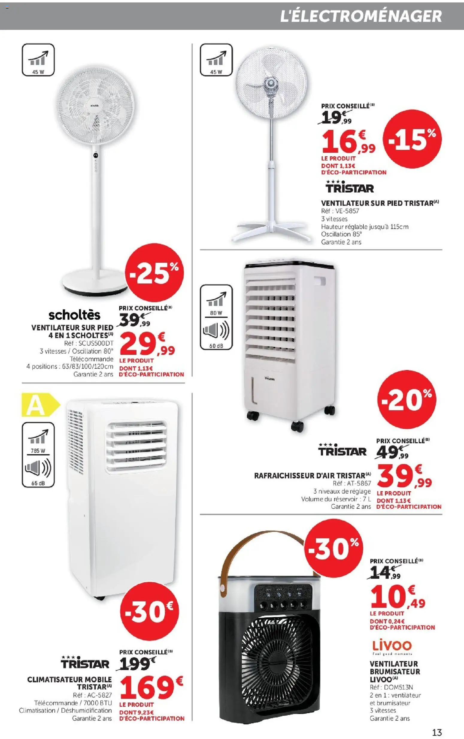 {H1} | Page: 13 | Produits: Ventilateur sur pied, Climatisation, Ventilateur, Télécommande