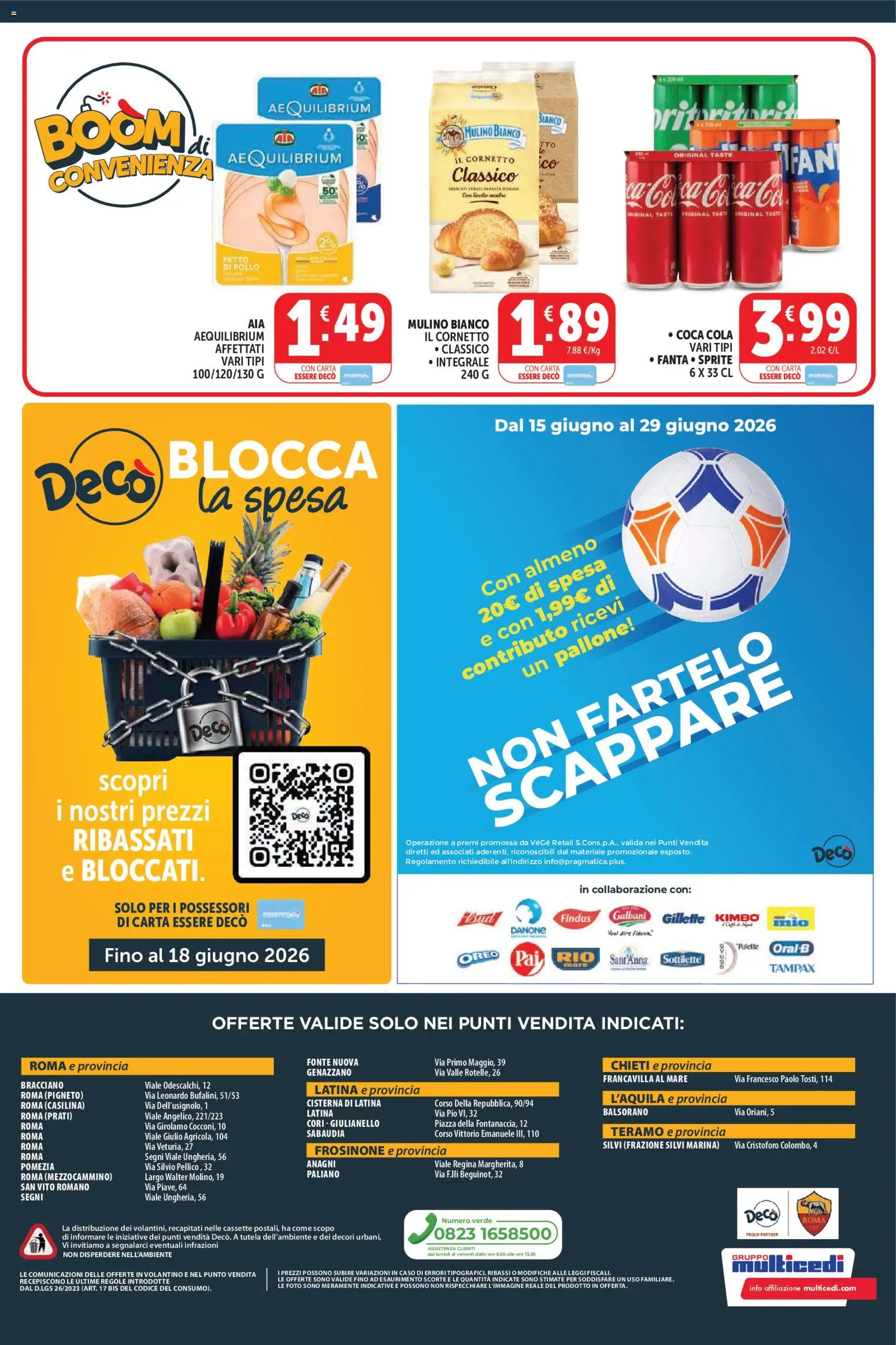 Volantino Decò del 08.06.2026 | Pagina: 12 | Prodotti: Pollo, Cornetto, Pallone, Fanta