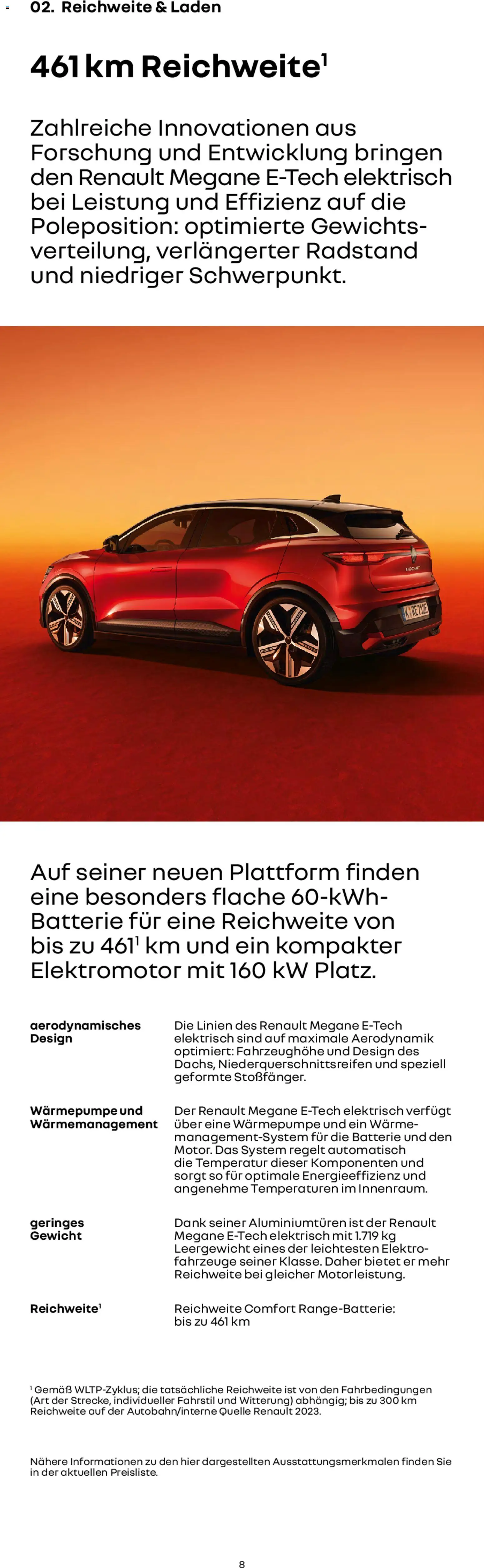 Renault Megane E-Tech – gültig ab 14.01.2026 | Seite: 8 | Produkte: Gewicht, Batterie