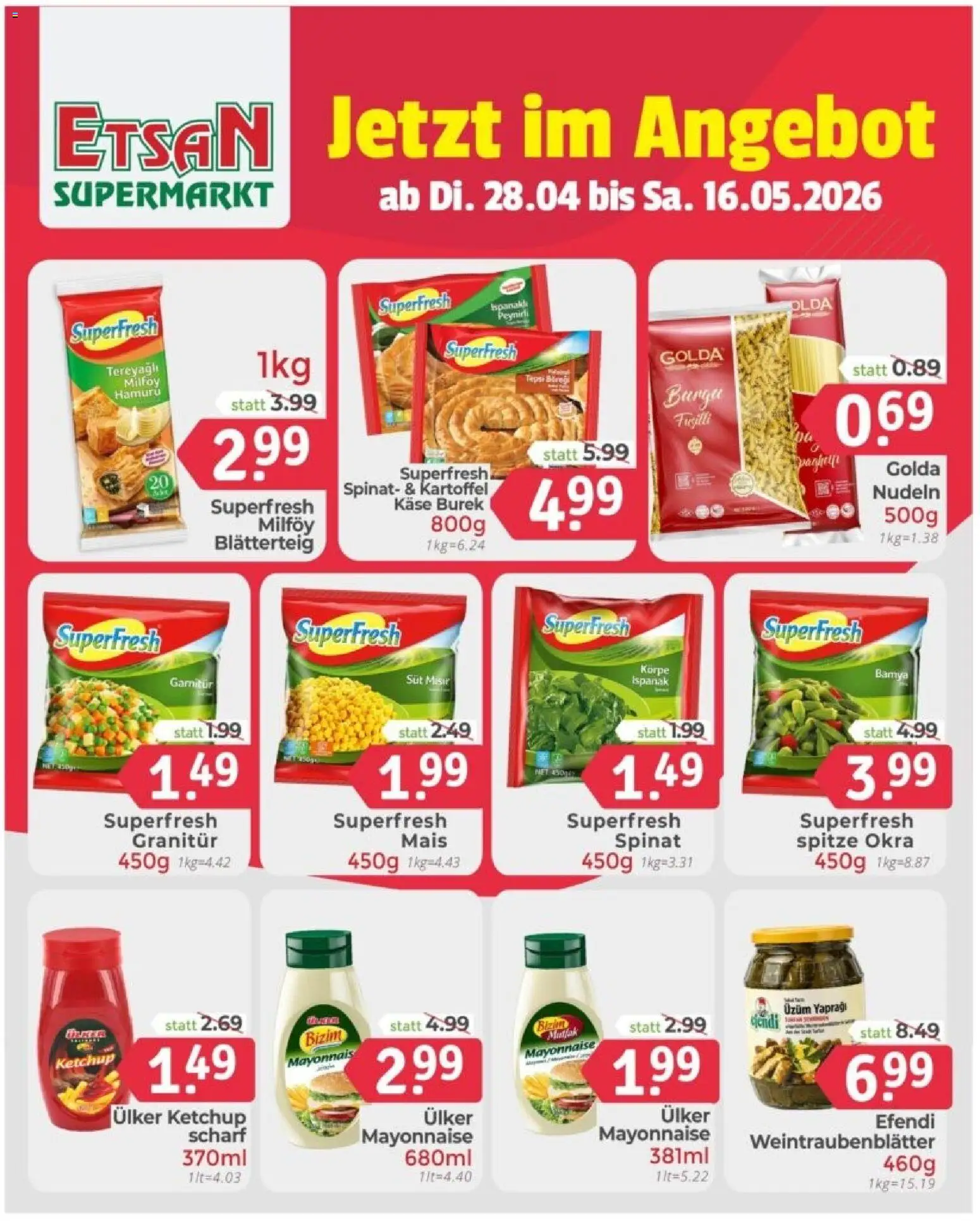 ETSAN Obst & Gemüse gültig ab 15.05.2026 | Seite: 5 | Produkte: Ketchup, Mayonnaise, Käse, Nudeln
