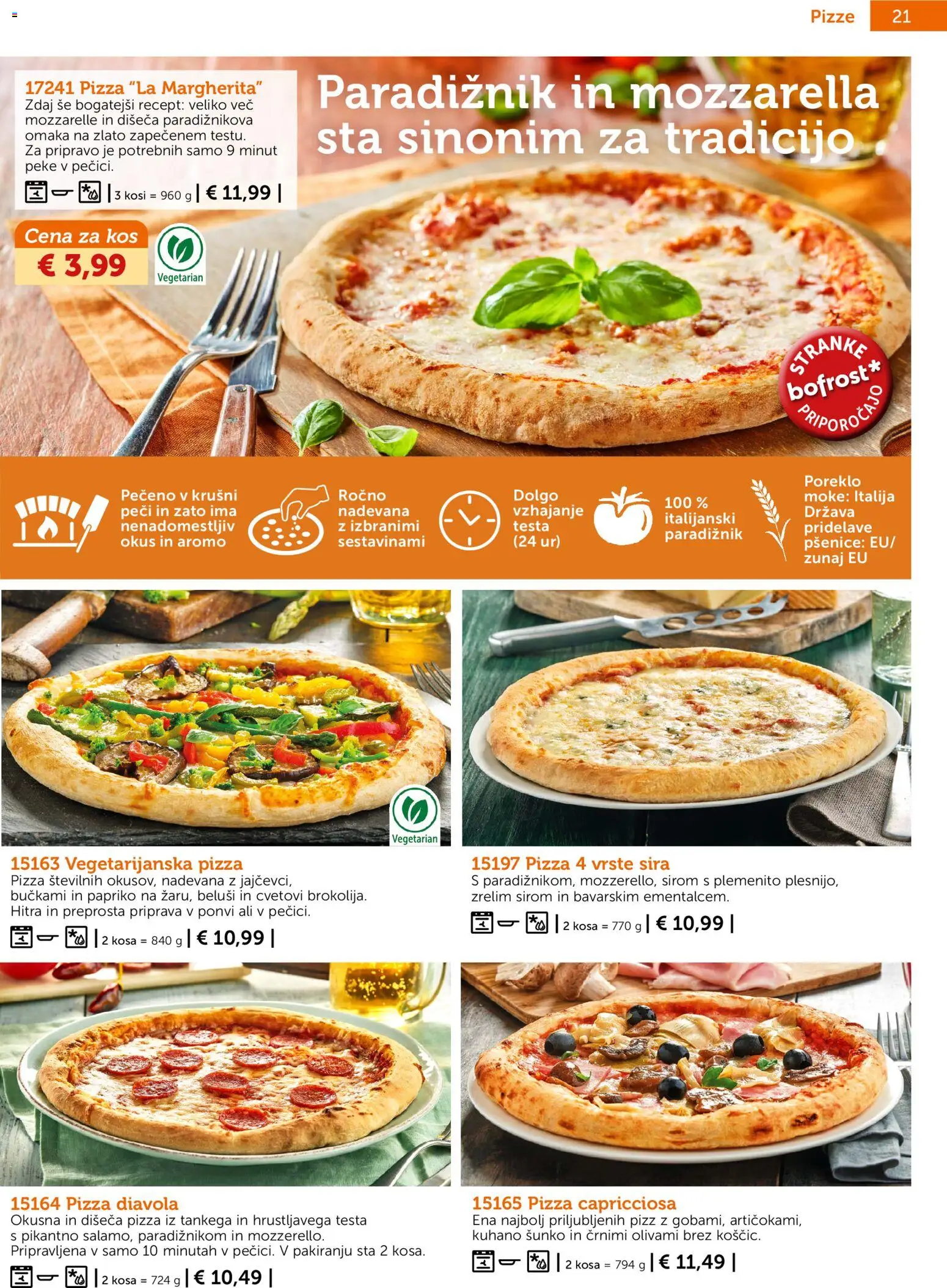 Novi Bofrost katalog ponudbe – veljaven od 01.10.2026 | Stran: 21 | Izdelki: Mozzarella, Kos, Paradiznik, Omaka