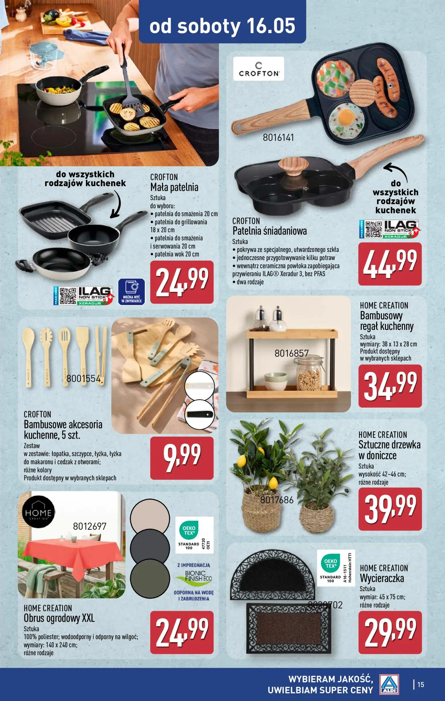 Aldi gazetka - Hity od Środy i od Soboty od 13.05.2026 | Strona: 15 | Produkty: Wycieraczka, Patelnia wok, Patelnia, Finish