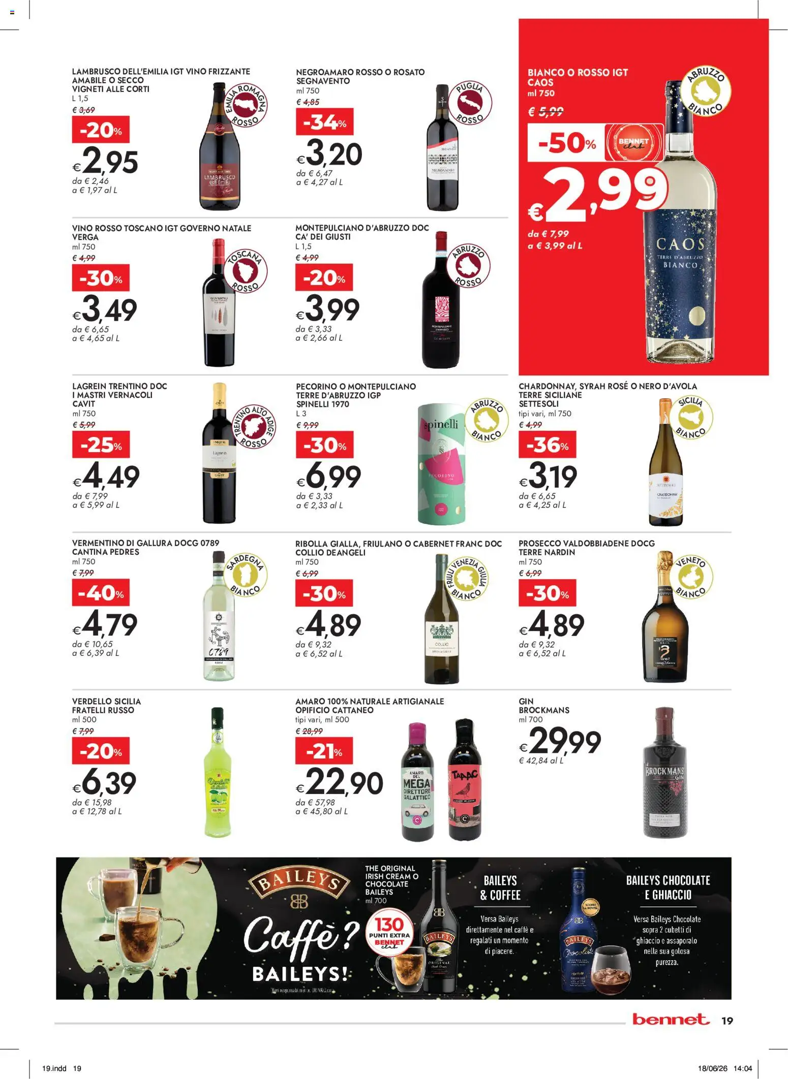 Volantino bennet del 02/07/2026 | Pagina: 19 | Prodotti: Prosecco, The, Pecorino, Vino rosso