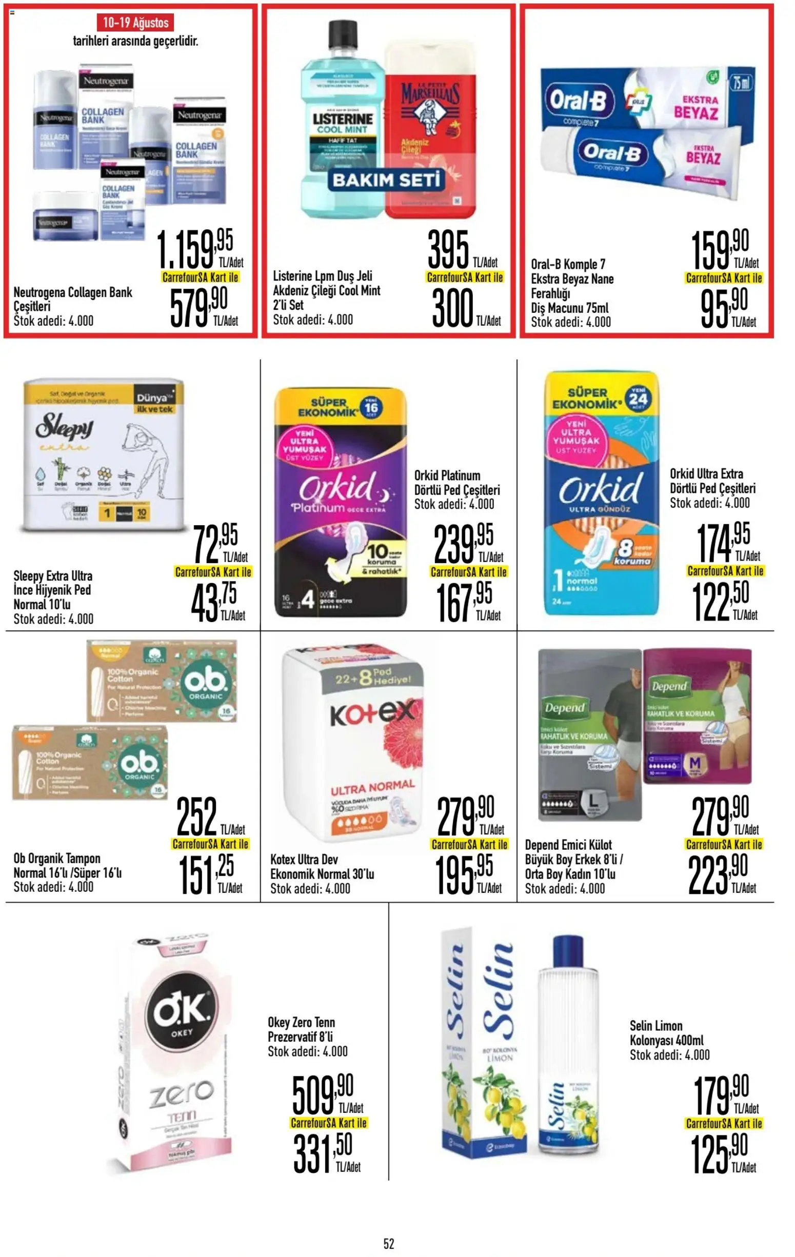 CarrefourSA Katalog - 06 Ağustos 2026 tarihinden itibaren geçerlidir | Sayfa: 52 | Ürünler: Prezervatif, Duş, Duş jeli, Diş macunu