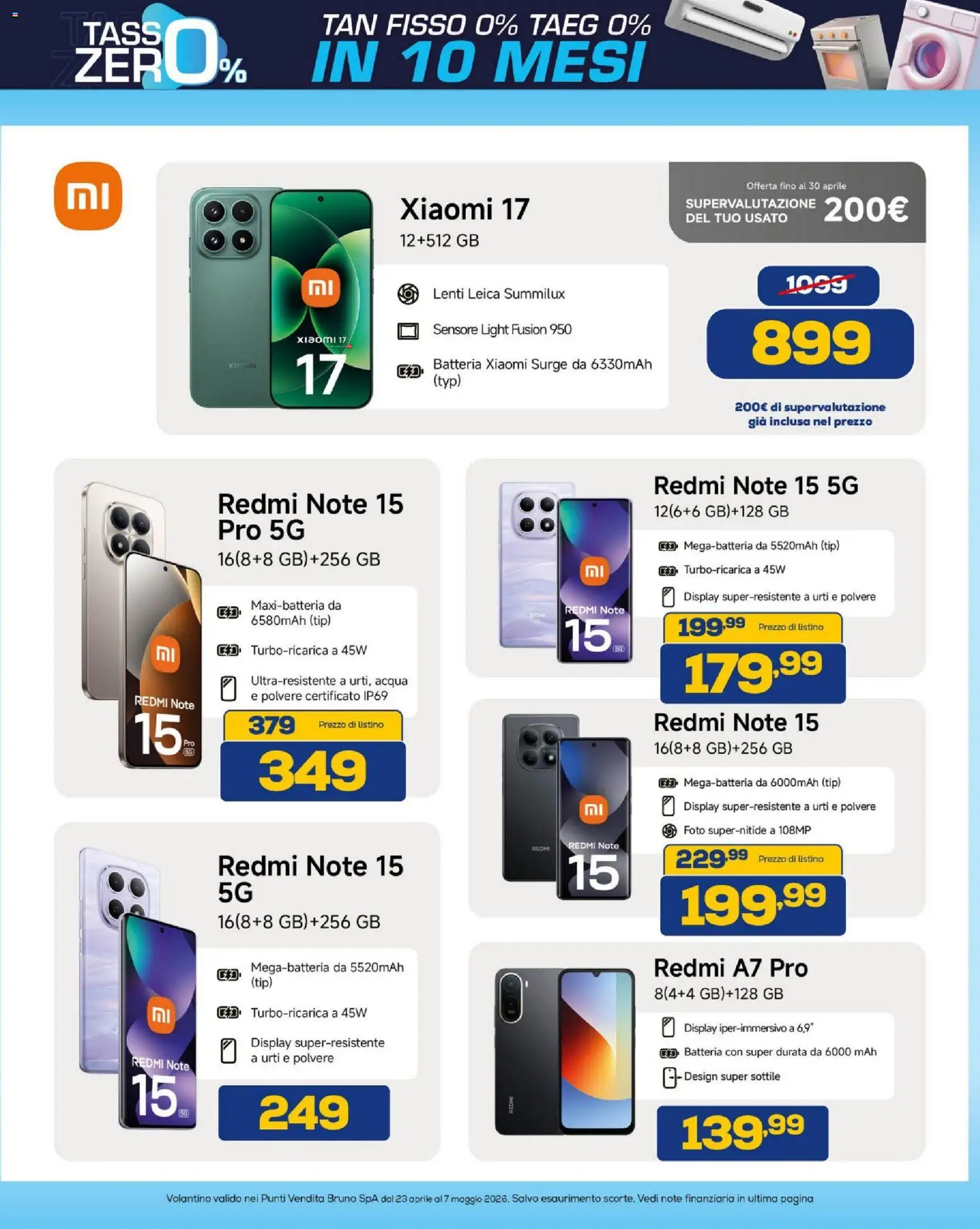 Volantino BRUNO del 23.04.2026 | Pagina: 39 | Prodotti: Xiaomi, Acqua, Batteria
