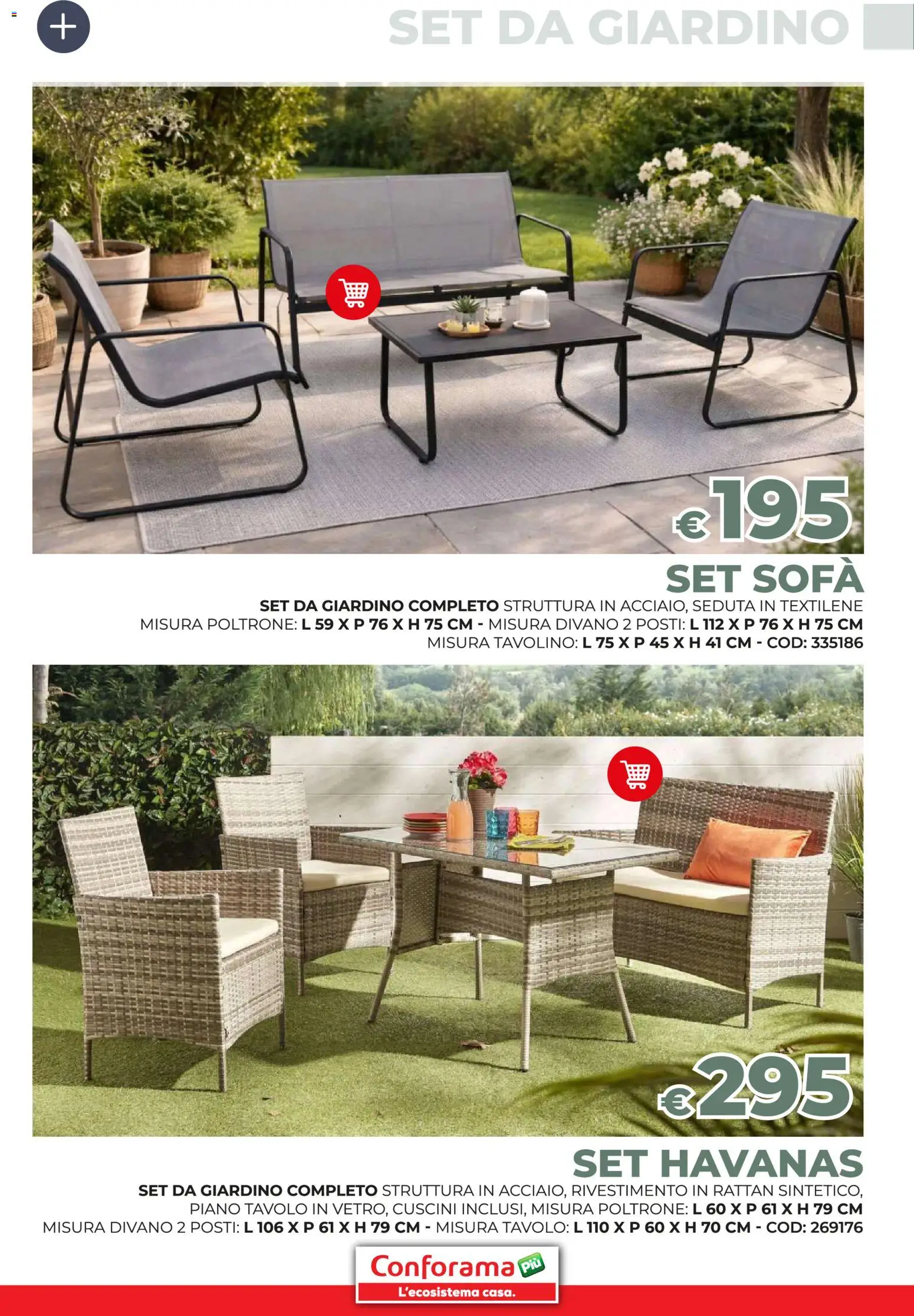 Volantino Conforama del 19/03/2026 | Pagina: 59 | Prodotti: Tavolino, Set da giardino, Sofá, Tavolo
