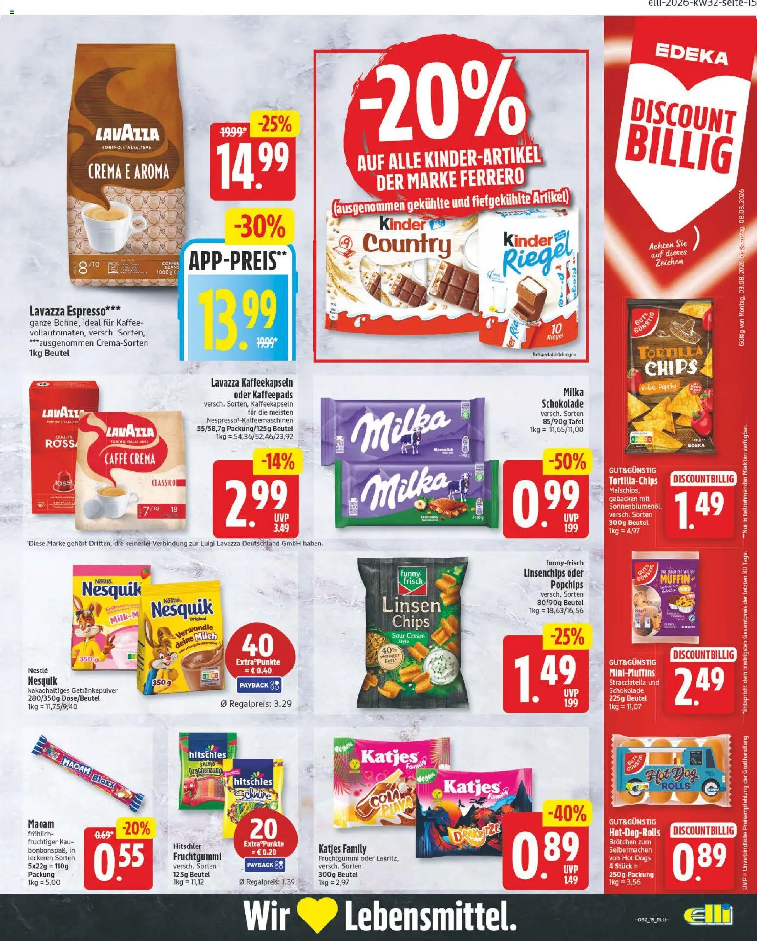 Elli Markt Prospekt Delbrück – gültig ab 03.08.2026 | Seite: 15 | Produkte: Cola, Schokolade, Sonnenblumenol, Katjes