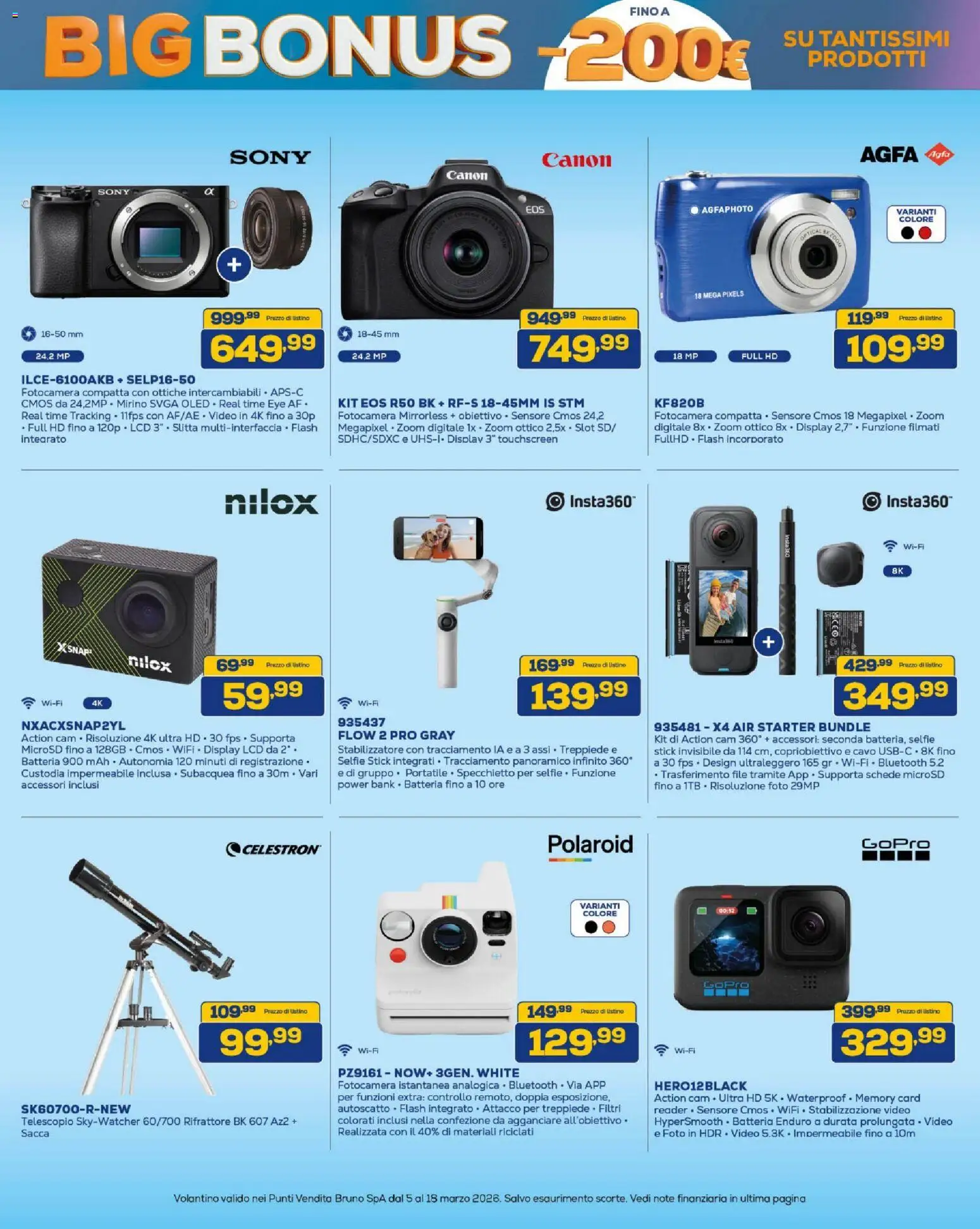 Volantino BRUNO del 05.03.2026 | Pagina: 30 | Prodotti: Fotocamera istantanea, Power bank, Video, Memory card