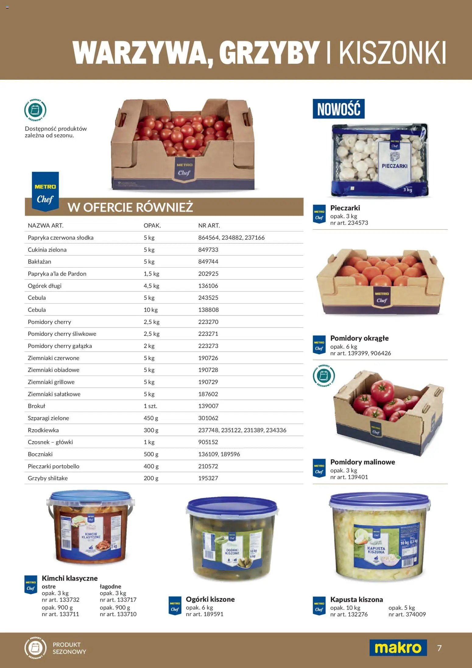 Makro gazetka - Produktów marek własnych dla profesjonalnej Gastronomii od 01.03.2026 | Strona: 7 | Produkty: Kimchi, Kapusta kiszona, Papryka, Ogórki kiszone