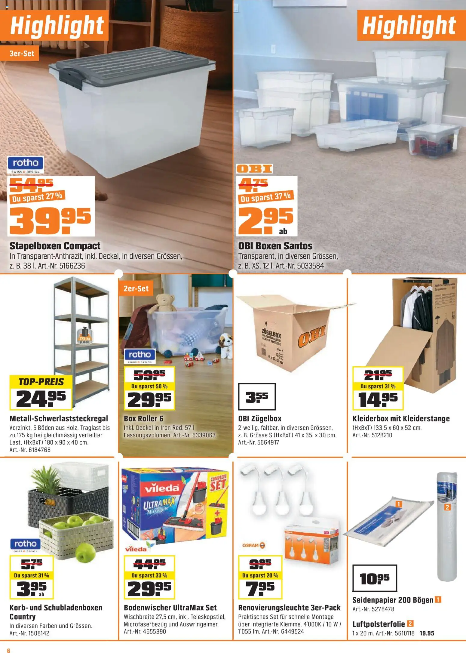 OBI - UNSERE SUPERDEALS! – gültig ab 01.09.2026 | Seite: 6 | Produkte: Box, Korb, Deckel