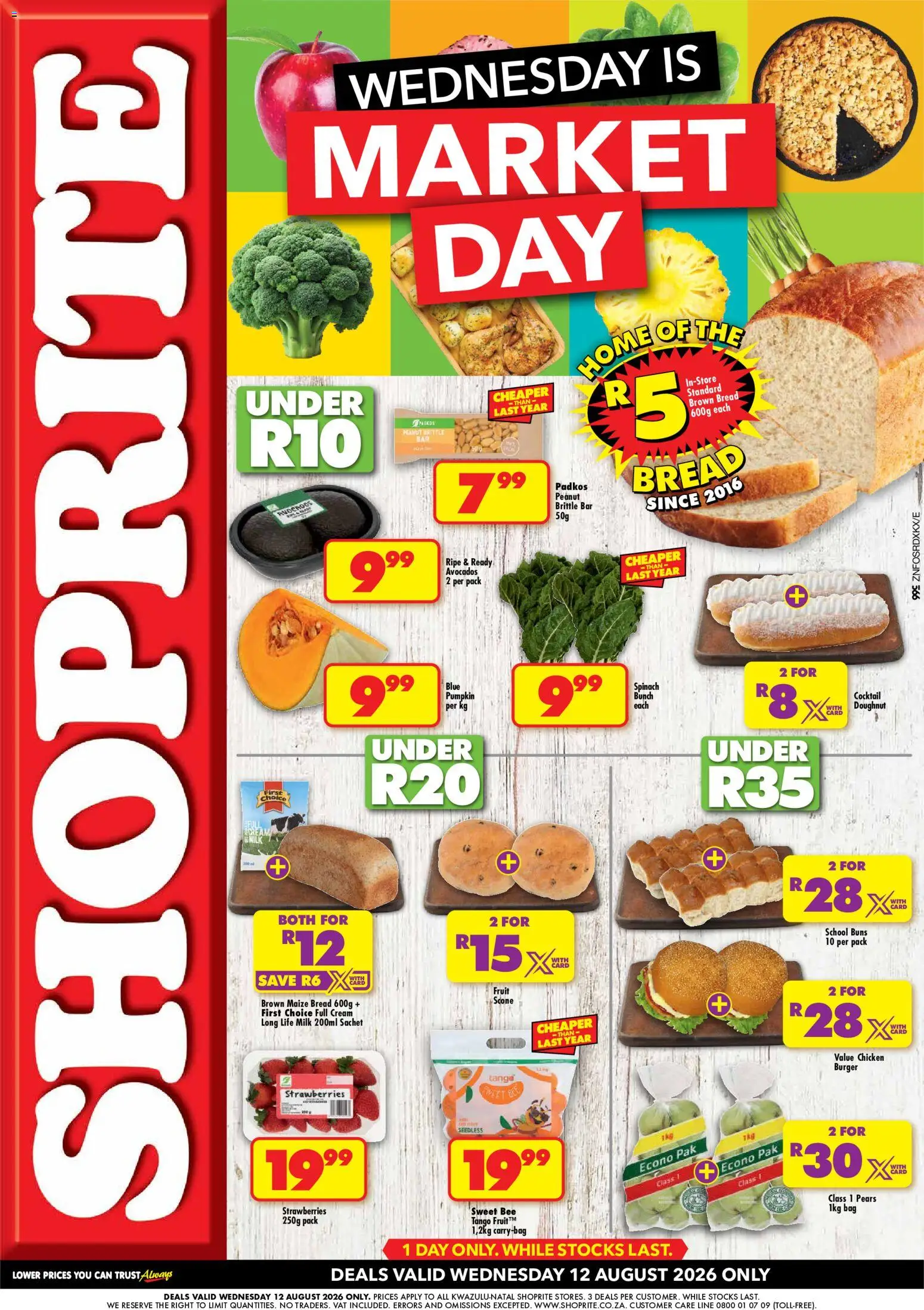 New Shoprite catalogue – valid from 12/08/2026 | Page: 1 | Products: Buns, Milk, Avocados, Fruit