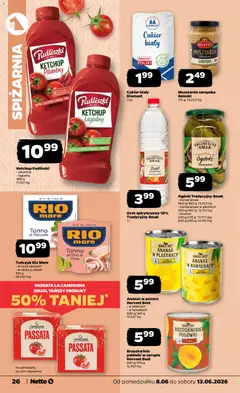 Pogląd oferty "Netto gazetka od poniedziałku spożywcza" - ważna od 08.06.2026 | Strona: 26 | Produkty: Ocet spirytusowy, Ocet, Tuńczyk, Ogórki