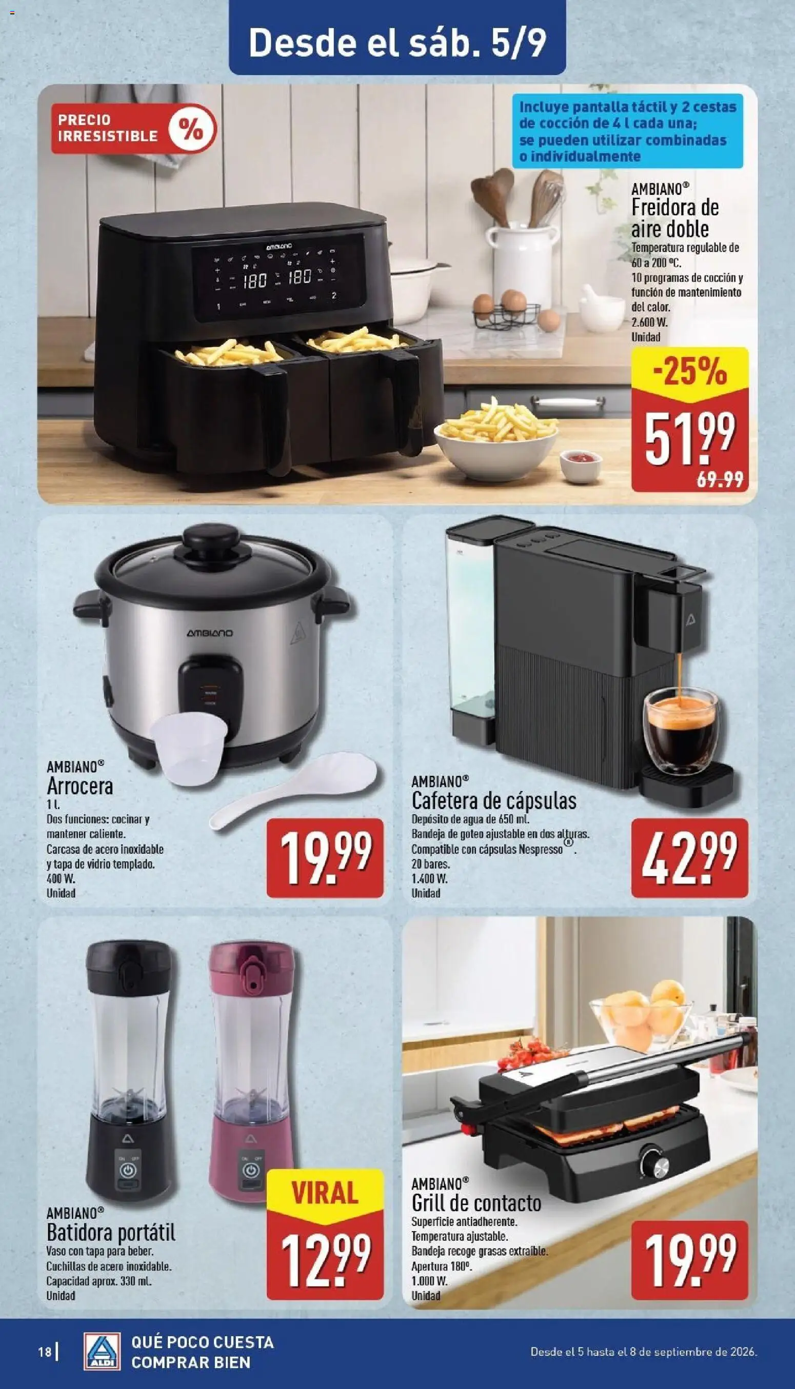 Aldi folleto Península │ válido desde el 31/08/2026 | Página: 18 | Productos: Cafetera, Batidora, Freidora, Freidora de aire