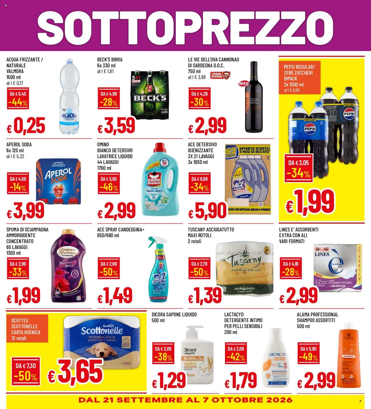 Volantino Galassia del 17/09/2026 | Pagina: 7 | Prodotti: Birra, Ammorbidente, Detergente, Asciugatutto