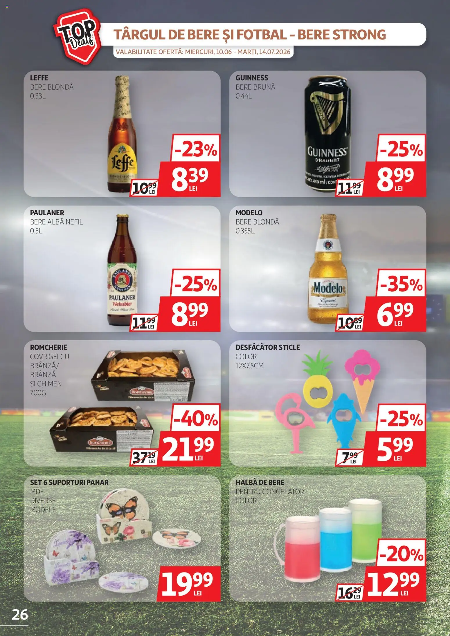 Noul catalog Auchan – valabil de la 17.06.2026 | Pagină: 26 | Produse: Congelator, Covrigei, Brânză, Bere