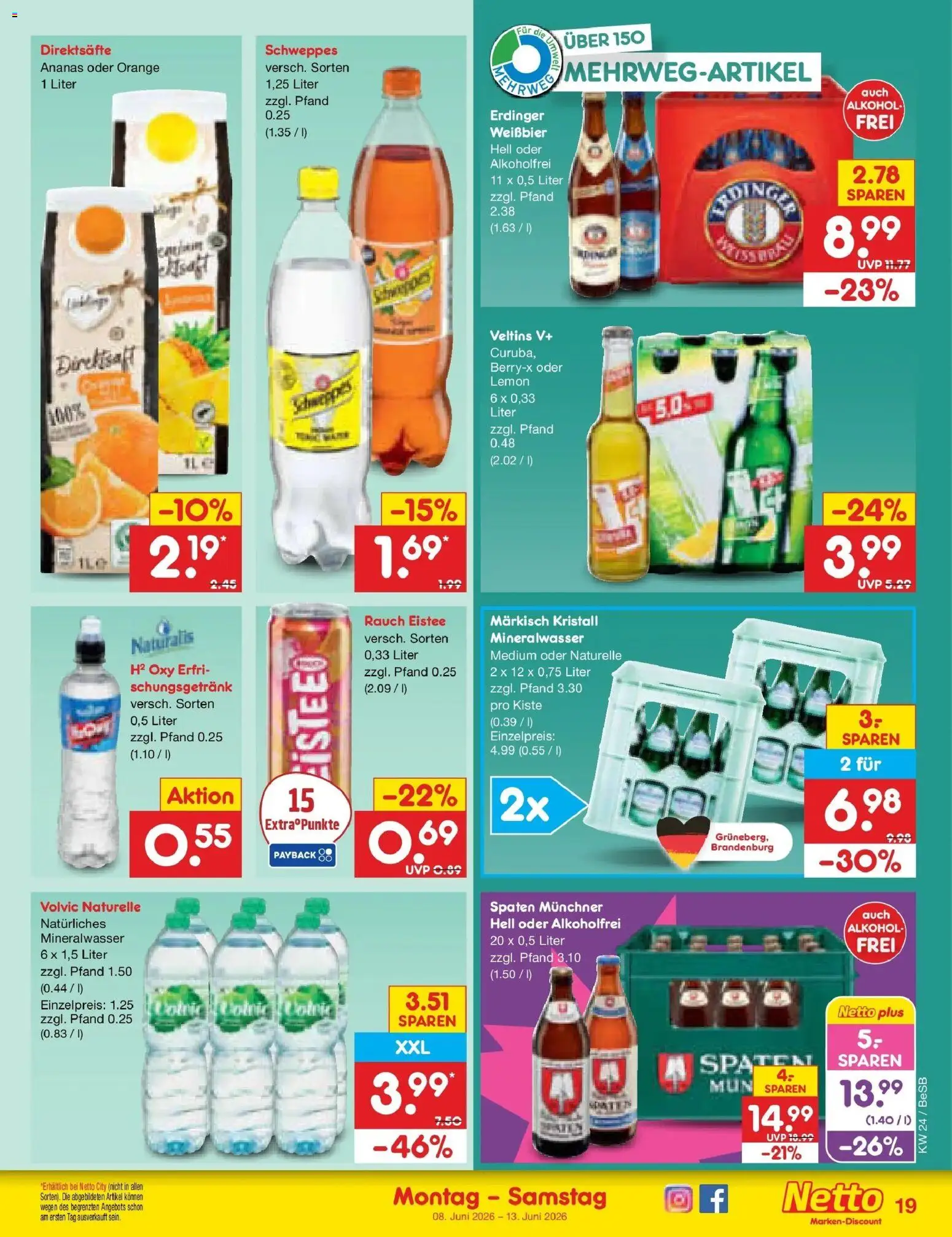 Netto Marken-Discount Prospekt Kremmen – gültig ab 08.06.2026 | Seite: 31 | Produkte: Erdinger, Weißbier, Ananas, Schweppes