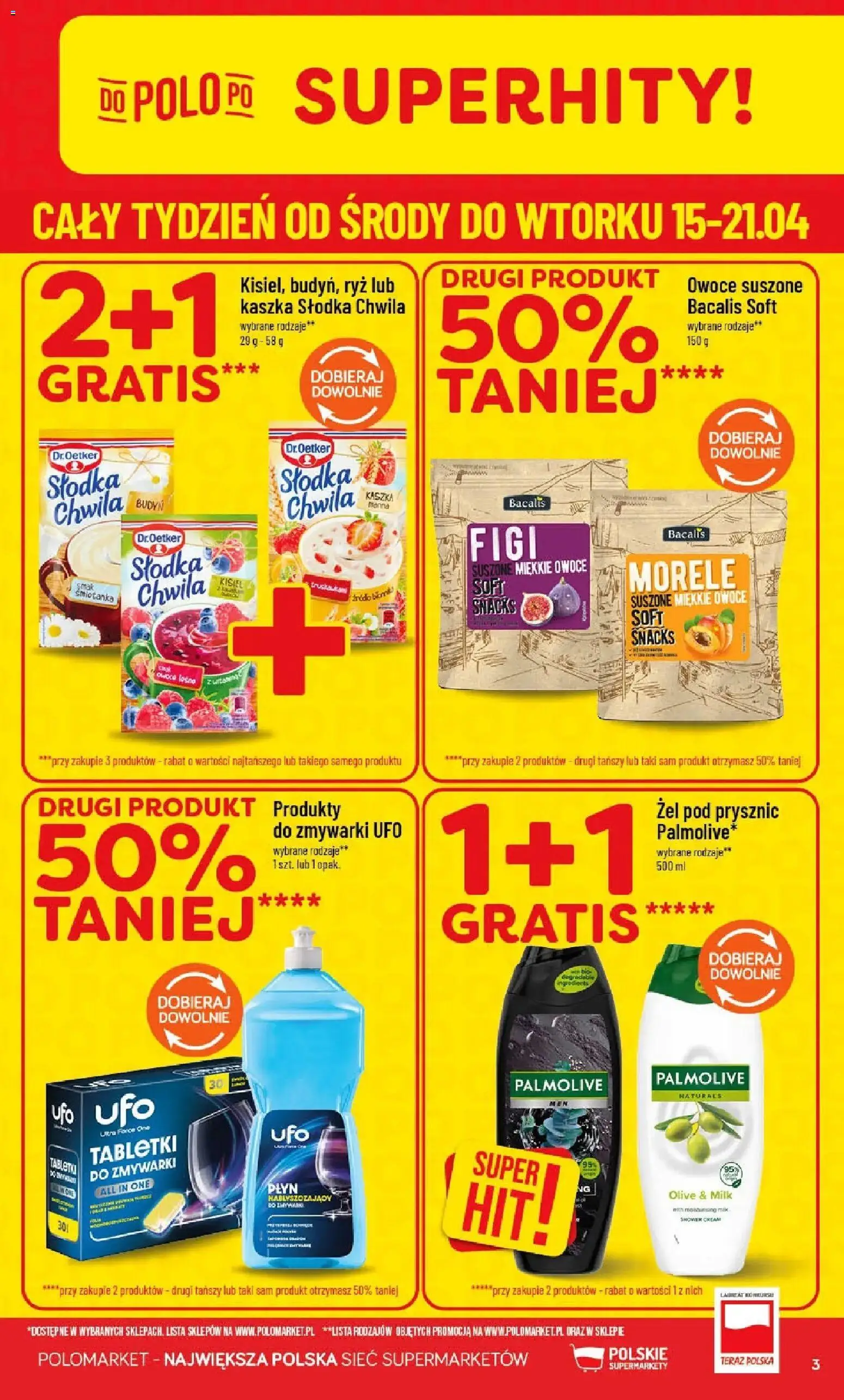 POLOmarket gazetka od 15.04.2026 | Strona: 3 | Produkty: Morele, Prysznic, Ryż, Żel pod prysznic