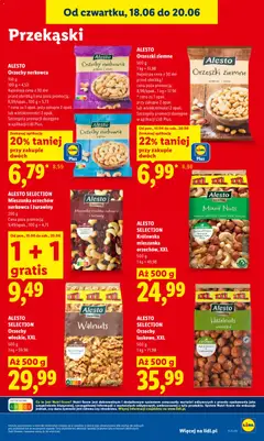 Pogląd oferty "ALESTO Orzechy nerkowca, 150 g" - ważna od 18.06.2026 | Strona: 67 | Produkty: Orzeszki ziemne, Orzechy