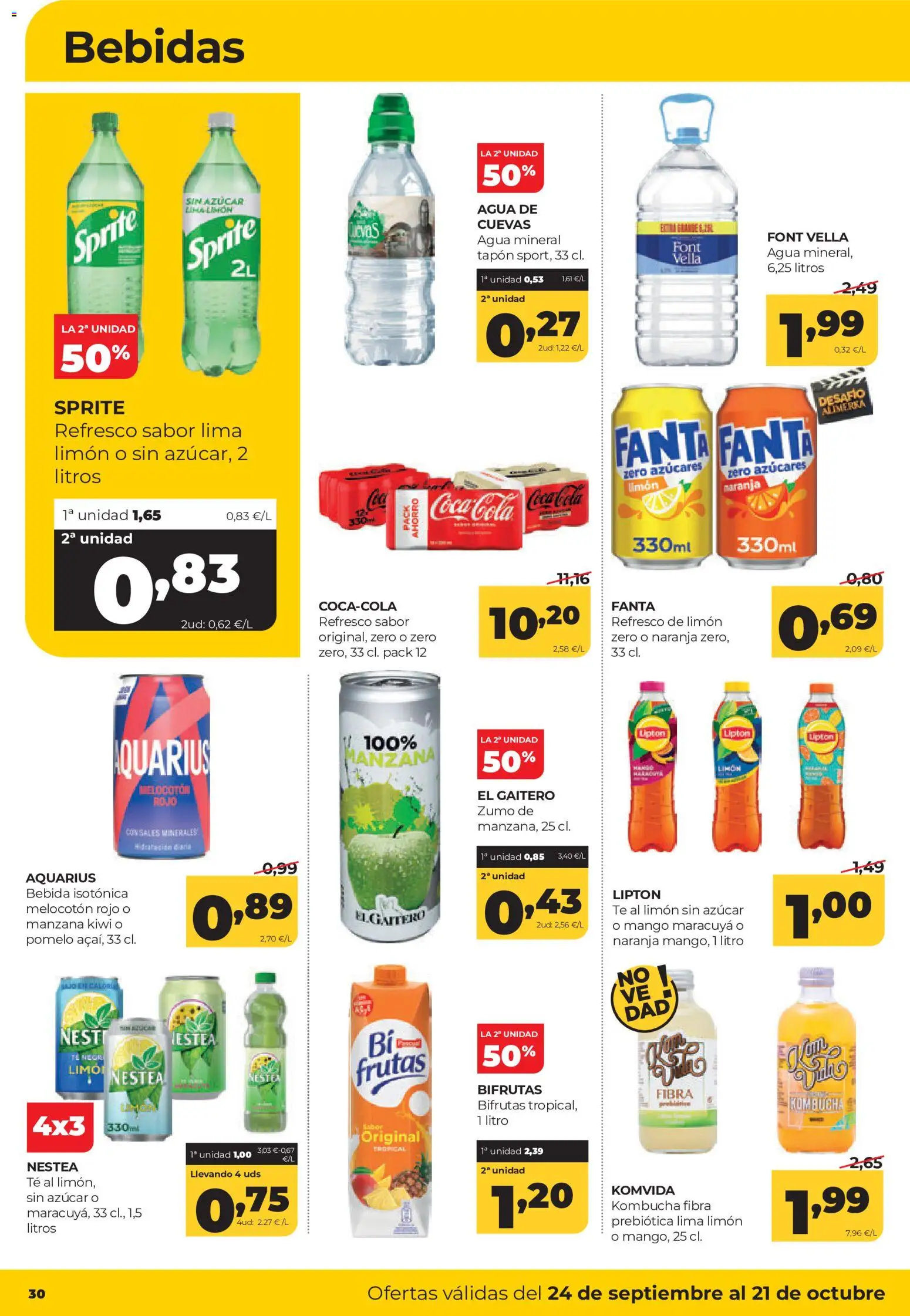 Alimerka folleto Castilla y León │ válido desde el 24/09/2026 | Página: 30 | Productos: Lima, Sprite, Bebidas, Agua mineral