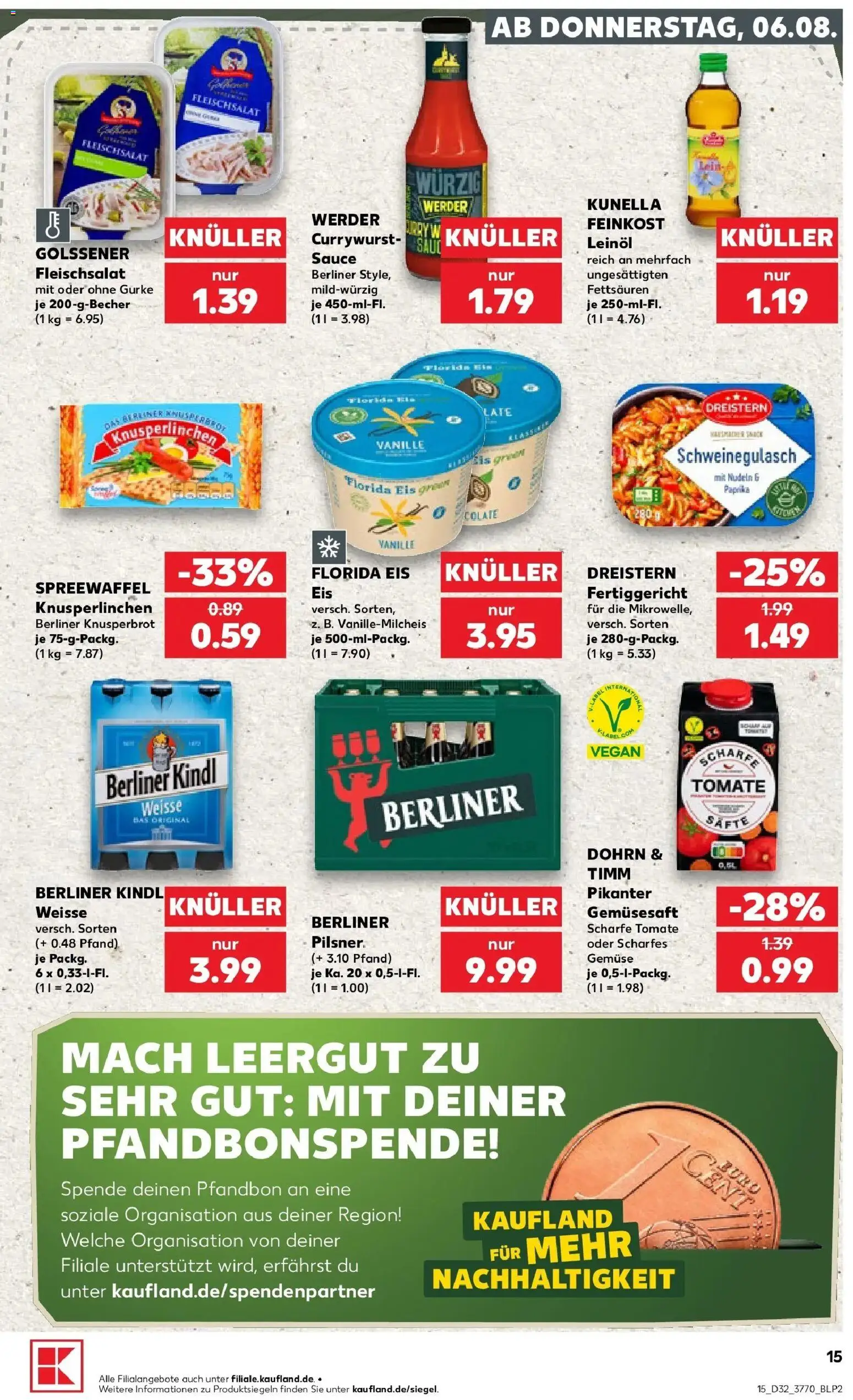 Prospekt Kaufland ab 06.08.2026 » Angebote Online zum Blättern | Seite: 15 | Produkte: Berliner, Vanille, Gemüse, Nudeln
