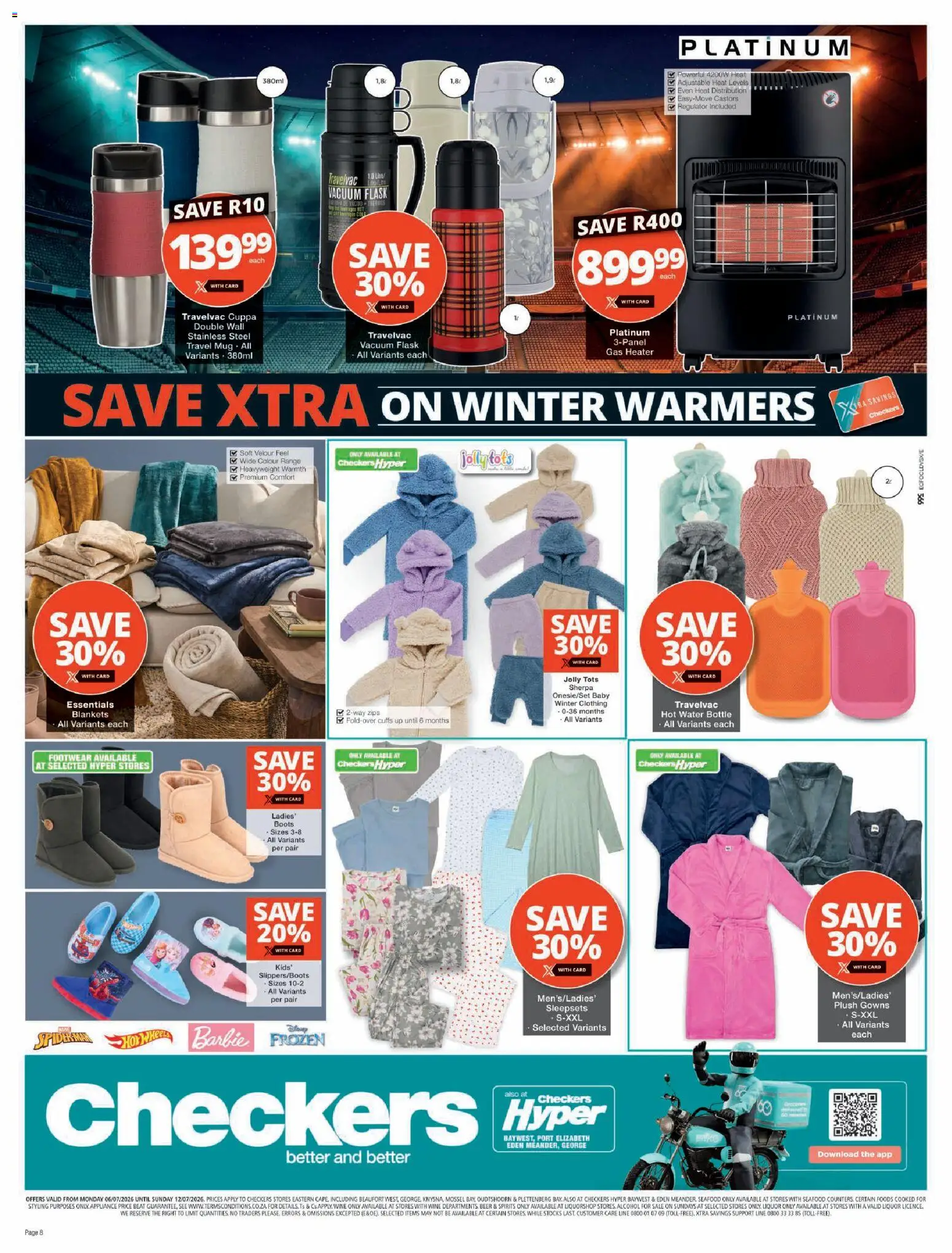 New Checkers catalogue – valid from 06/07/2026 | Page: 8 | Products: Blankets, Beer, Water, Seafood