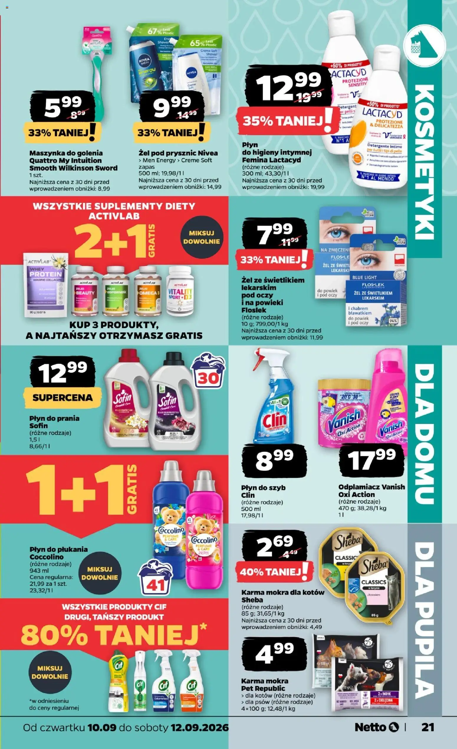 Netto gazetka od czwartku od 10.09.2026 | Strona: 21 | Produkty: Kosmetyki, Cleaner, Sheba, Płyn do szyb